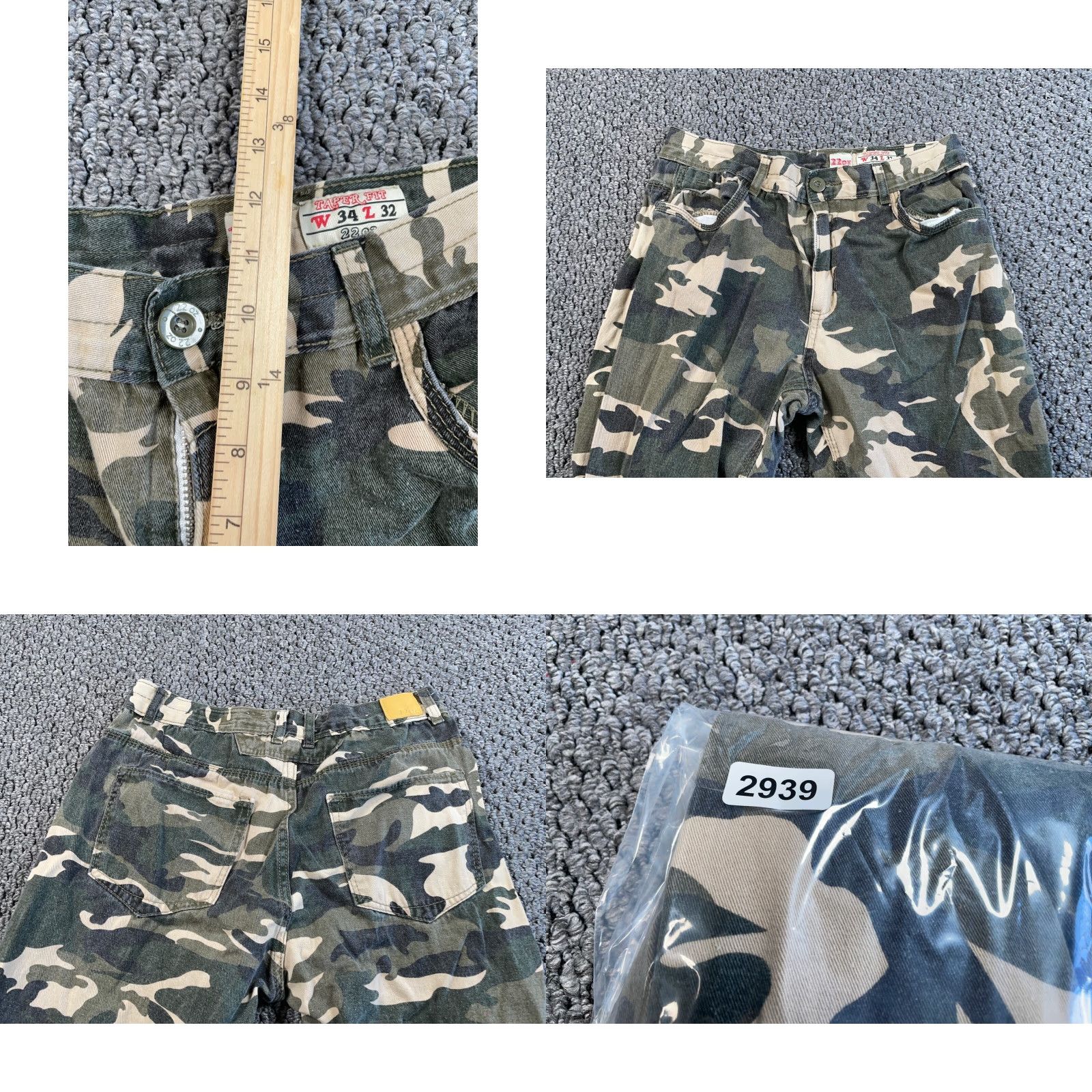 J Brand 22 Oz Brand Camouflage Pattern Tapered Leg Jeans Women's 33 x 26 Raw Edge Size 24" / US 00 / IT 34 - 8 Thumbnail