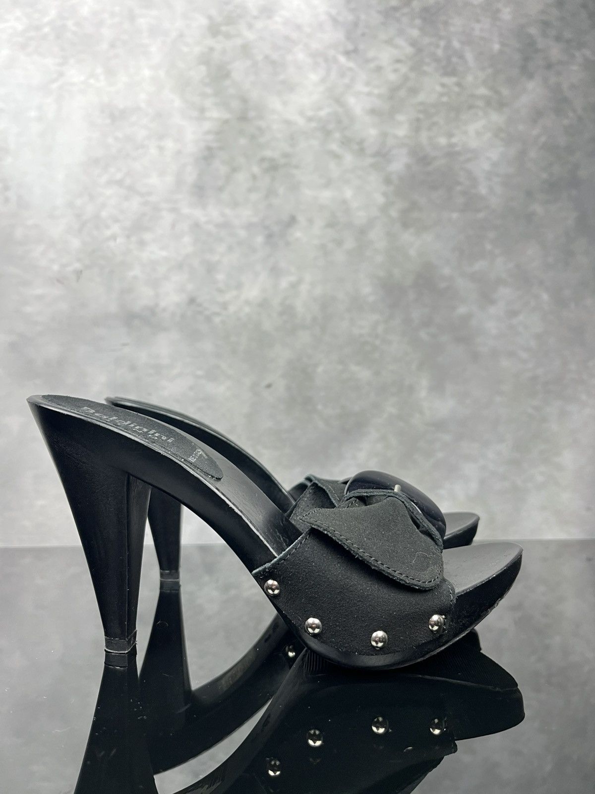 Baldinini Vtg Baldini Trend Suede Heeled Mules Sandals Black Sz 37 Size US 6.5 / IT 36.5 - 3 Thumbnail