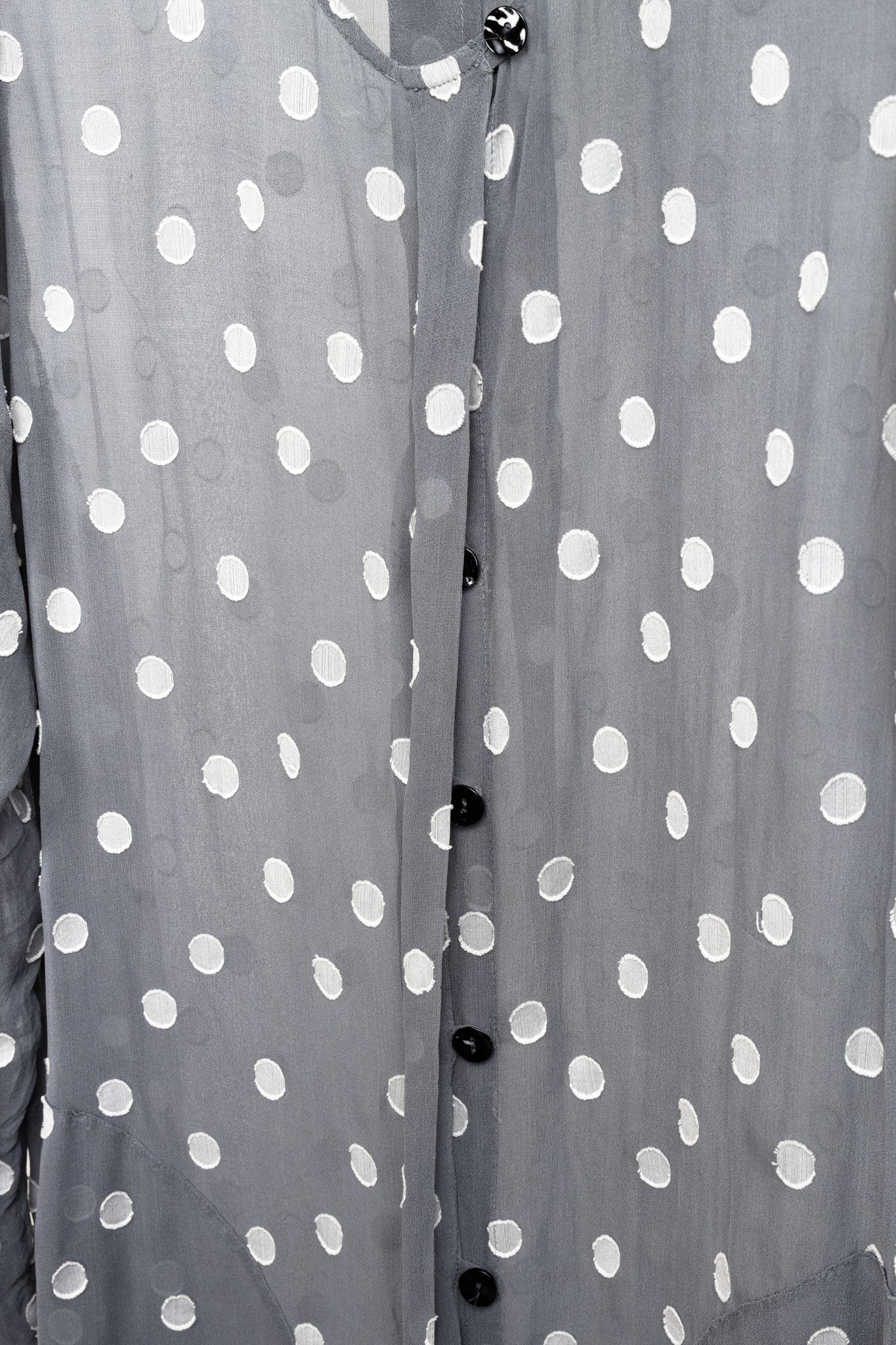 Designer Grizas Grey Polka Dots Silk Tunic Size M / US 6-8 / IT 42-44 - 7 Thumbnail