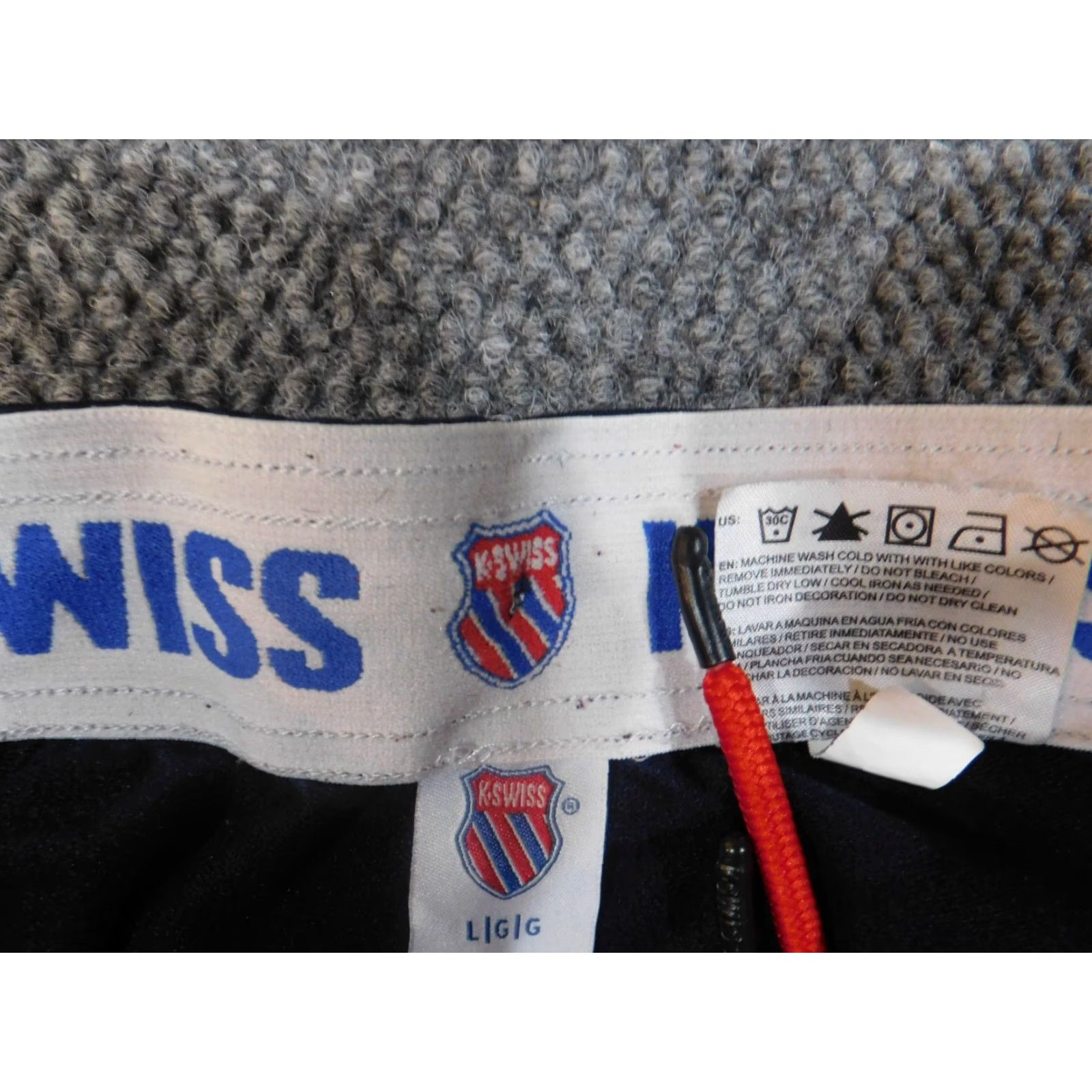 K-Swiss K-Swiss Track Pants Mens L Blue Vintage Style Classic Performance Snap Camouflage Knit Polyester Straight Inseam 30 Size US 33 - 2 Thumbnail