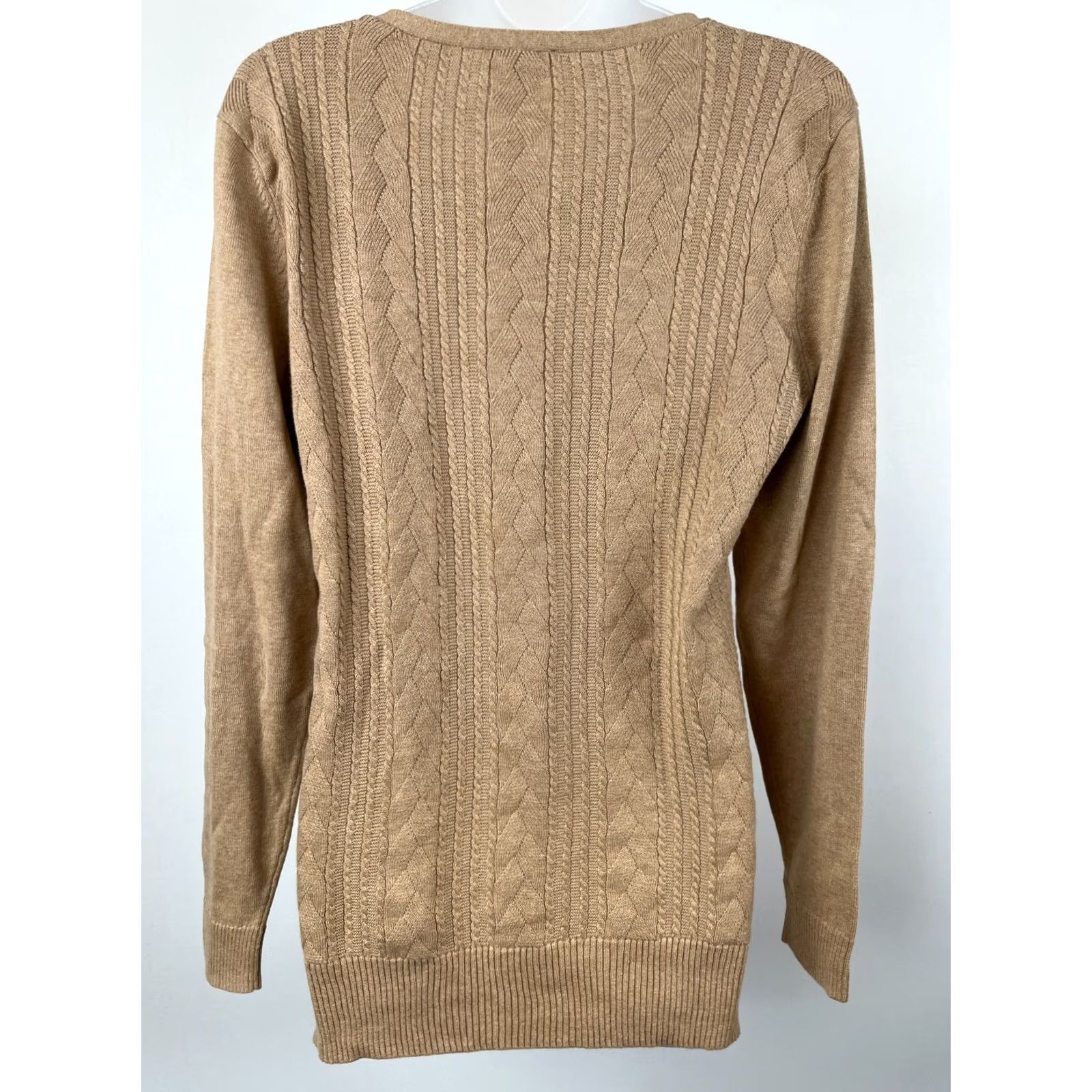 Talbots Talbots Womens Size Small Tan Cable Knit Pullover Sweater 100% Cotton V-Neck - Casual Shirt? Size S / US 4 / IT 40 - 5 Thumbnail