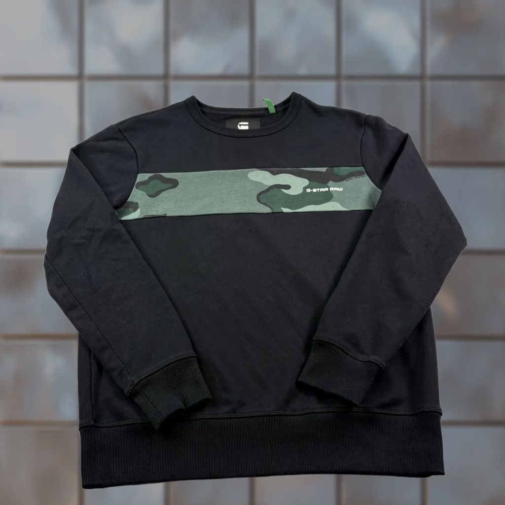 Vintage G Star Raw Sweatshirt Mens Large Black Core Camo Block Crew Neck Pullover Size US L / EU 52-54 / 3 - 1 Thumbnail