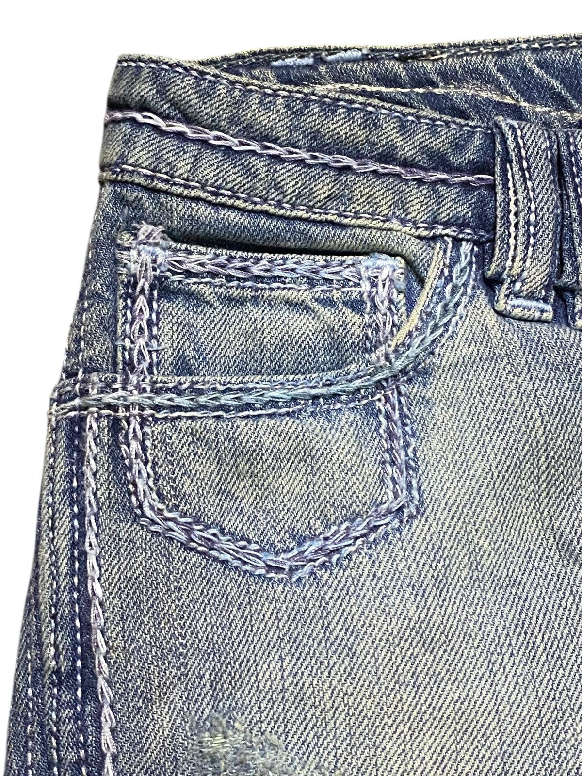 If Six Was Nine Japanese Brand Elvis Distressed Embroidery Flare Jeans Size 27" / US 4 / IT 40 - 6 Thumbnail