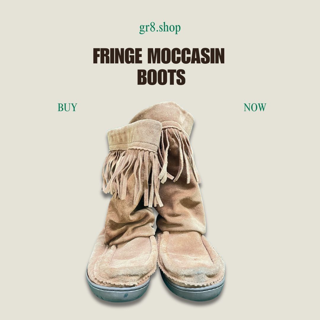 Other Fringe Moccasin Boots Made In Canada Size 7 Suede Upper Shea Size US 7 / IT 37 - 1 Thumbnail