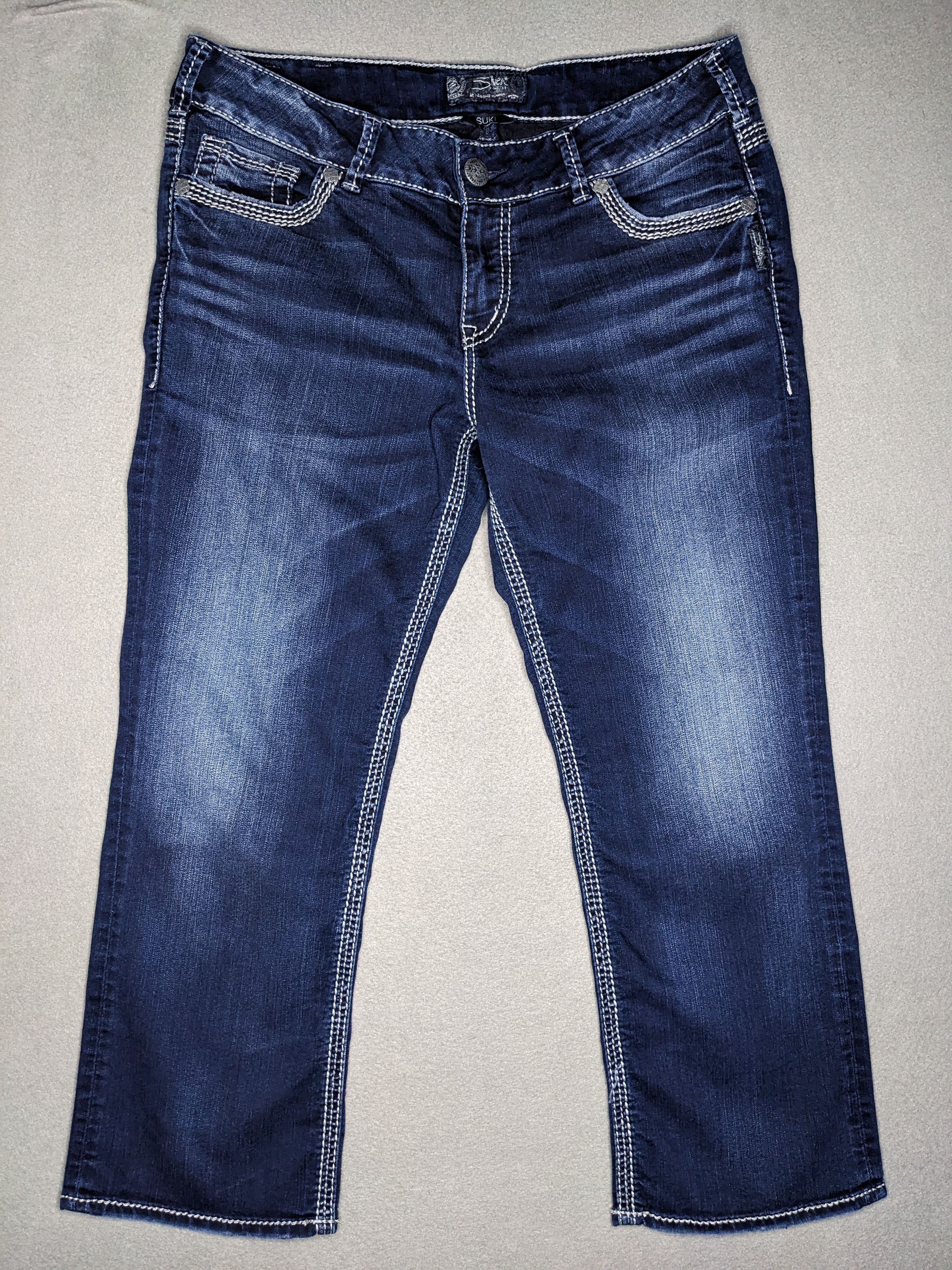 Silver Jeans Co. Silver Jeans Suki Mid Capri 33x24 Y2K Denim Western Dark Size 33" - 1 Thumbnail