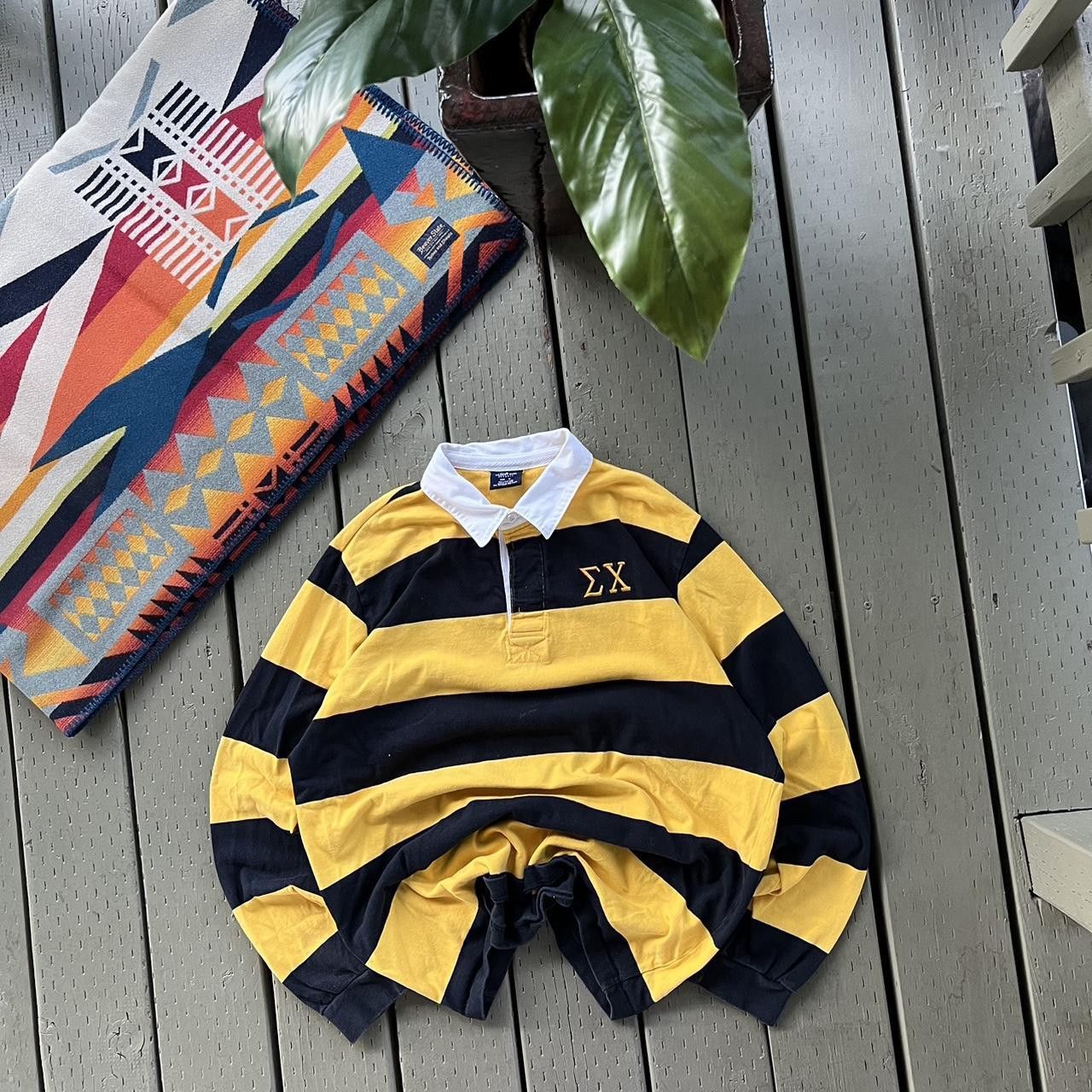 Vintage Vintage Rugby Polo Sigma Chi Striped Pullover Sweatshirt Size US XL / EU 56 / 4 - 1 Thumbnail