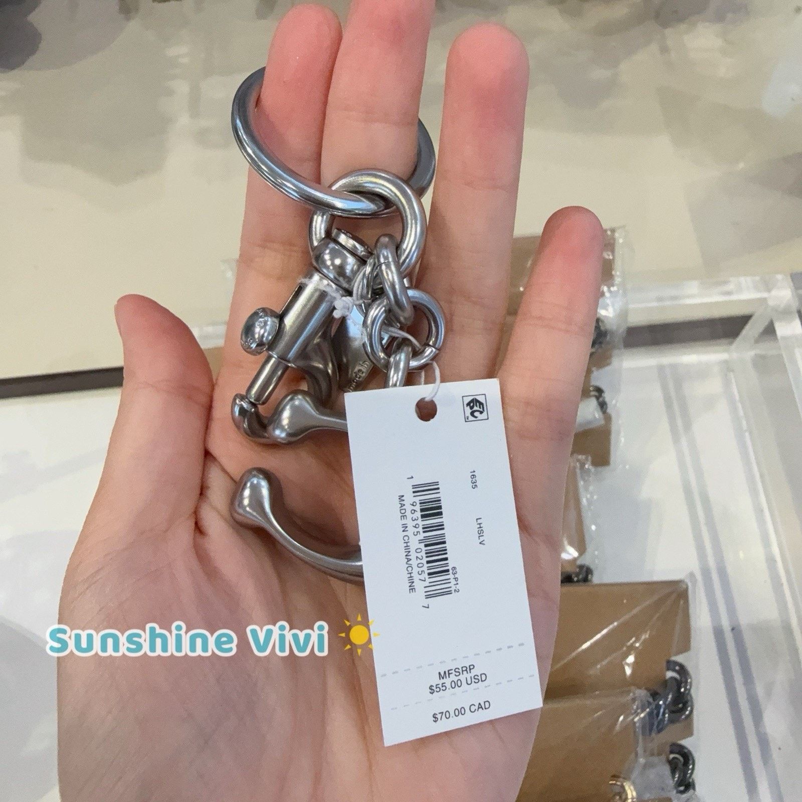 Coach NWT Coach Solid C Bag Charm Keychain Key Fob 1635 silver Size ONE SIZE - 3 Thumbnail