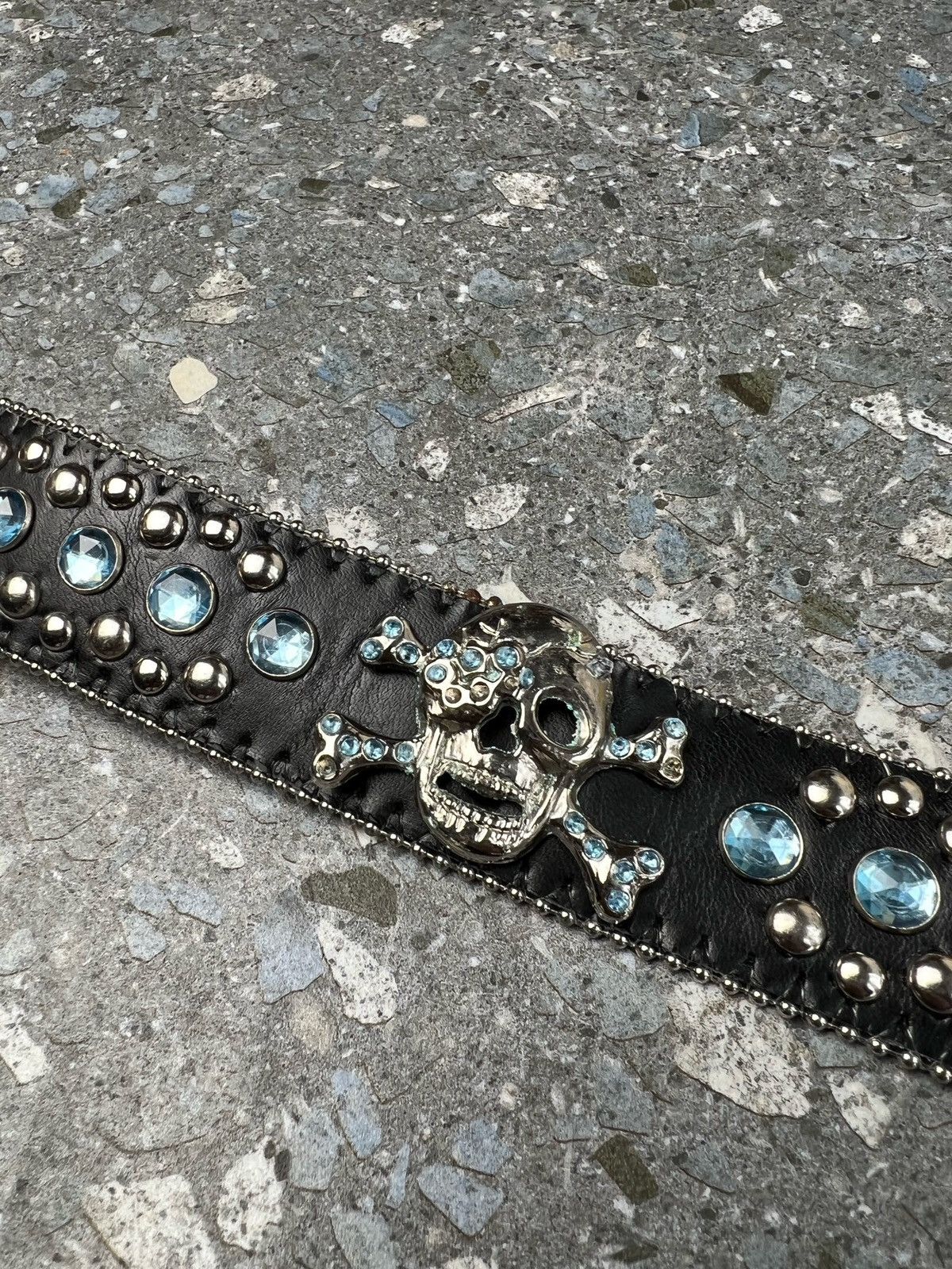Japanese Brand × Vintage Rhinestone Skull Buckle Belt crystals Size ONE SIZE - 8 Thumbnail