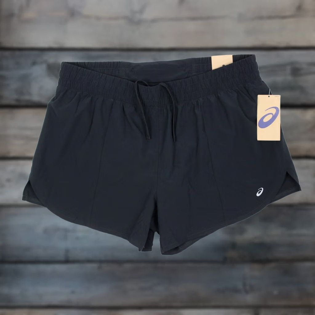 Asics ASICS Women's Run Shorts Lasercut Lined 4" Inseam XL Black Zip Pocket Shirt Size 40" / US 18 - 1 Thumbnail