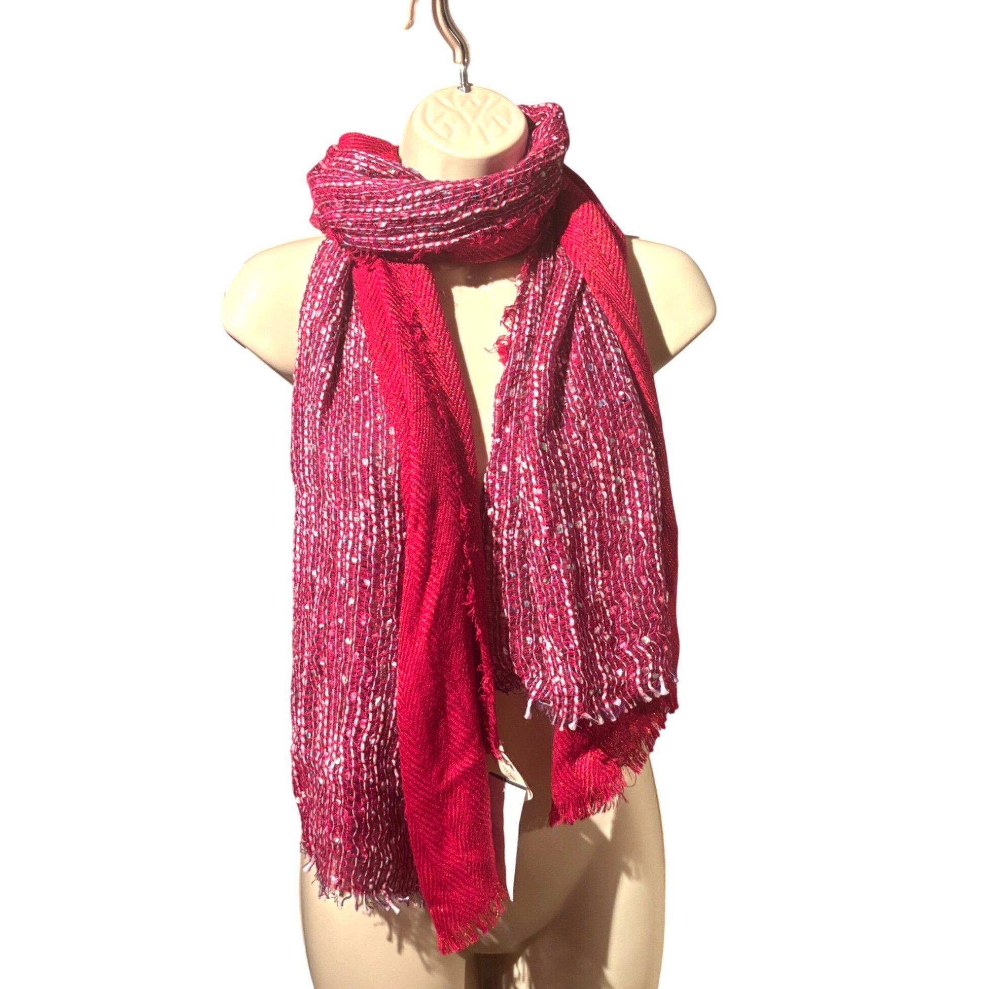 Other Collection XIIX Metallic Textured Scarf, Glazed Raspberry, O Size ONE SIZE - 2 Thumbnail