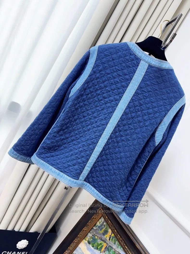 Chanel Chanel Early spring blue diamond checkered diamond button Size XS / US 0-2 / IT 36-38 - 2 Thumbnail