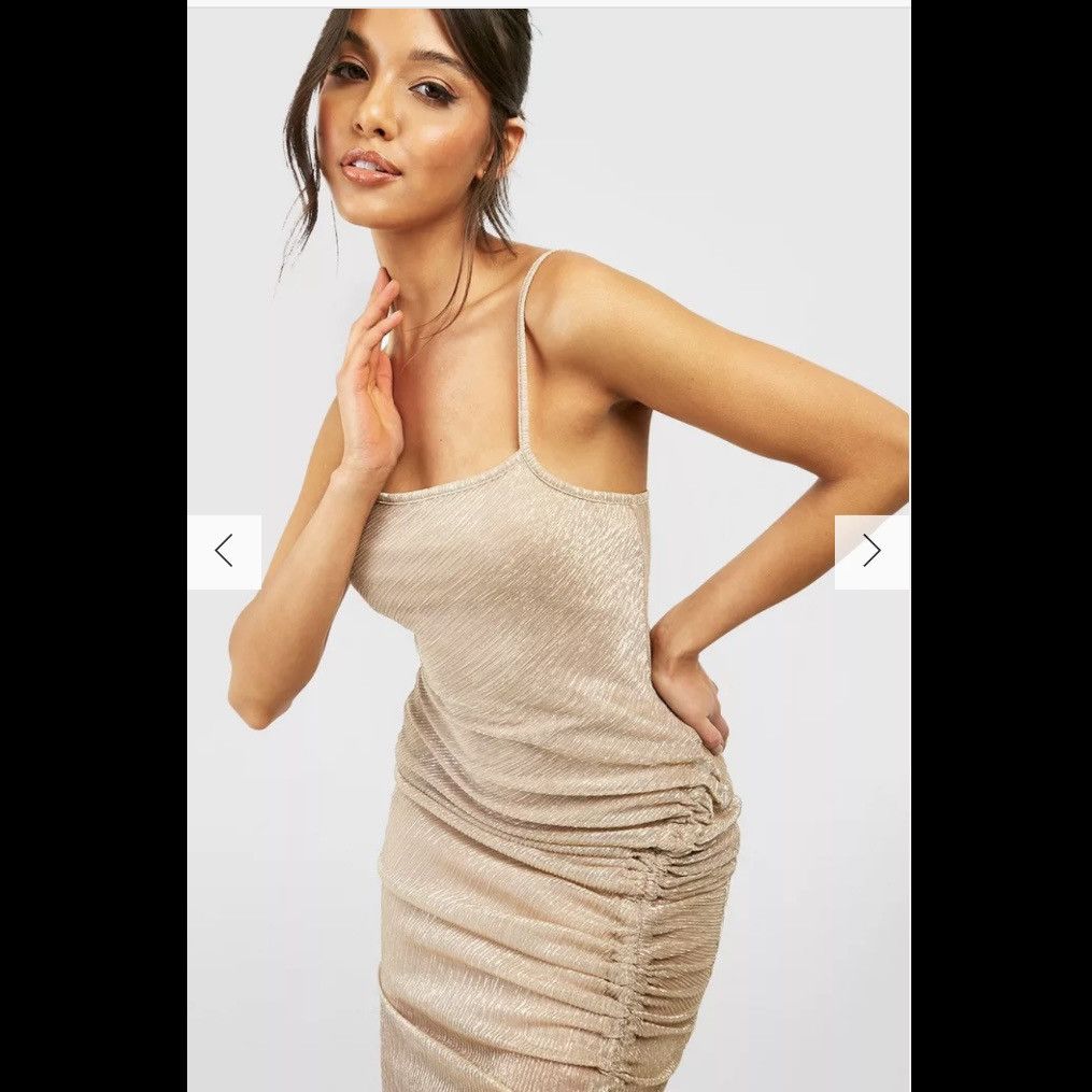 PrettyLittleThing NWT PrettyLittleThing Gold Glitter Midi Party Dress Small 4 Size S / US 4 / IT 40 - 9 Thumbnail