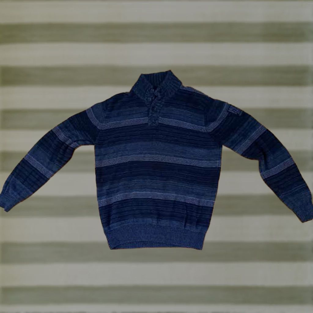 Calvin Klein Calvin Klein Jeans Sweater Knit Black Stripe 1/4 Button LG L Cotton V-Neck Men Pullover Long Sleeve Size US L / EU 52-54 / 3 - 1 Thumbnail