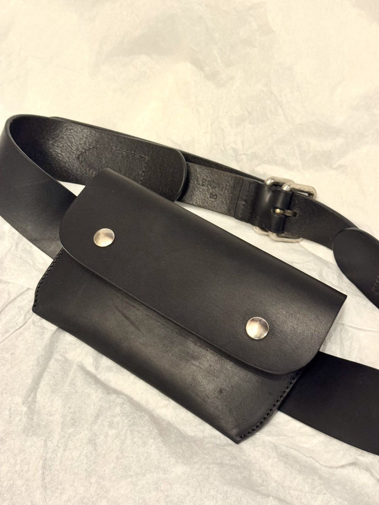 Lemaire lemaire belt and bag in matt black heavy leather Size ONE SIZE - 4 Thumbnail