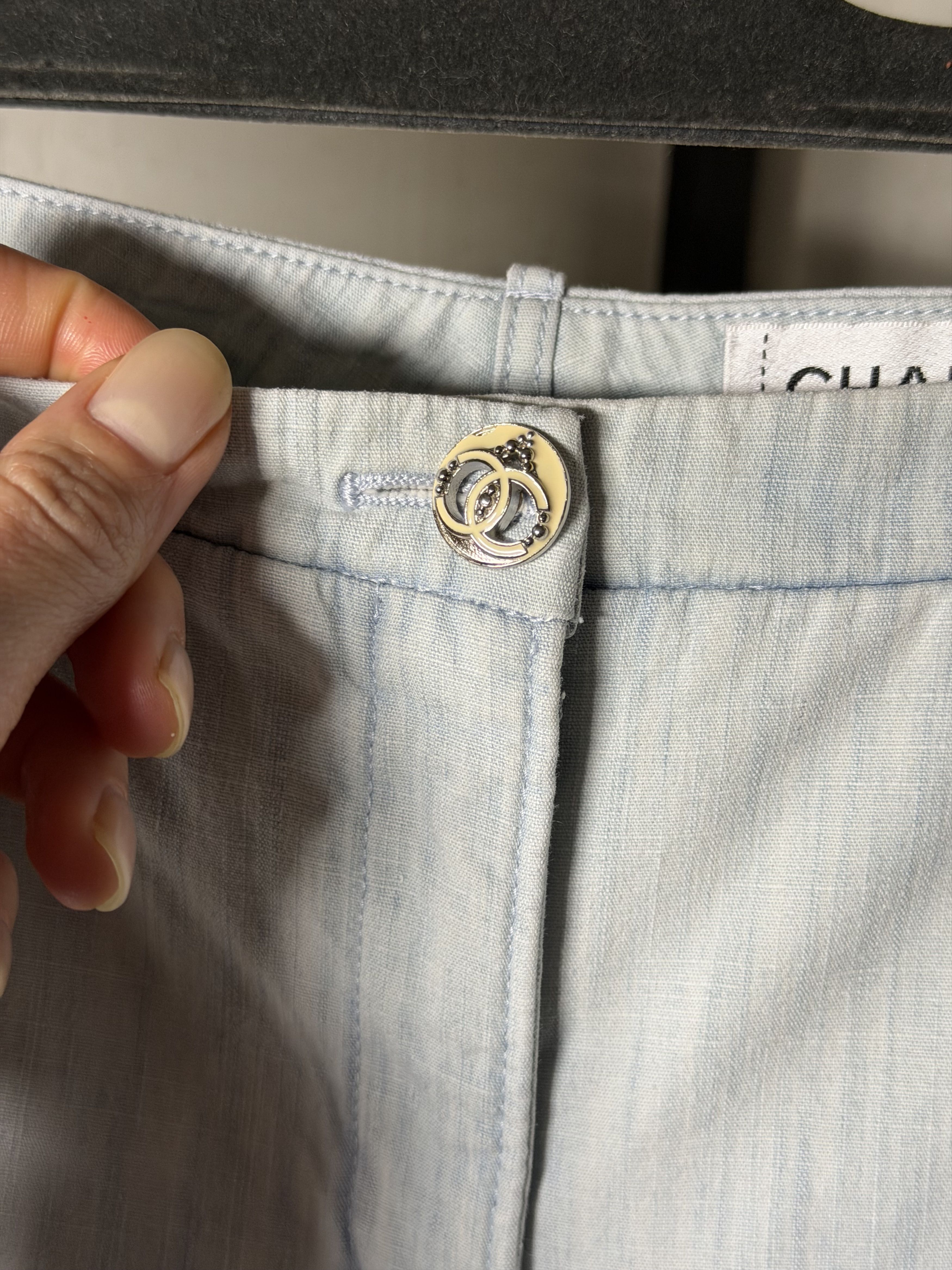 Chanel Chanel Blue Cotton Flared Hem Light Jeans Size 27" / US 4 / IT 40 - 6 Thumbnail