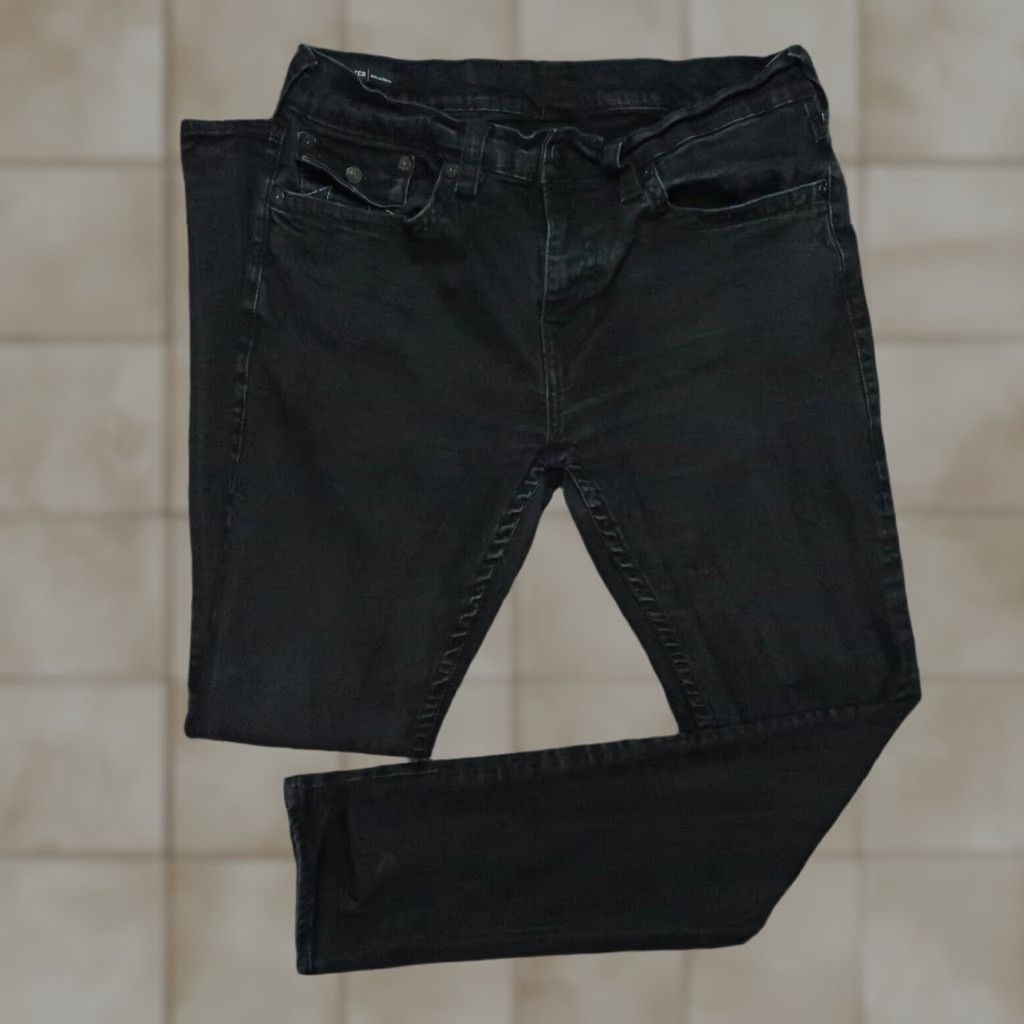 True Religion Rocco Jeans Men 38x33 Black Relaxed Skinny 5-Pocket Denim