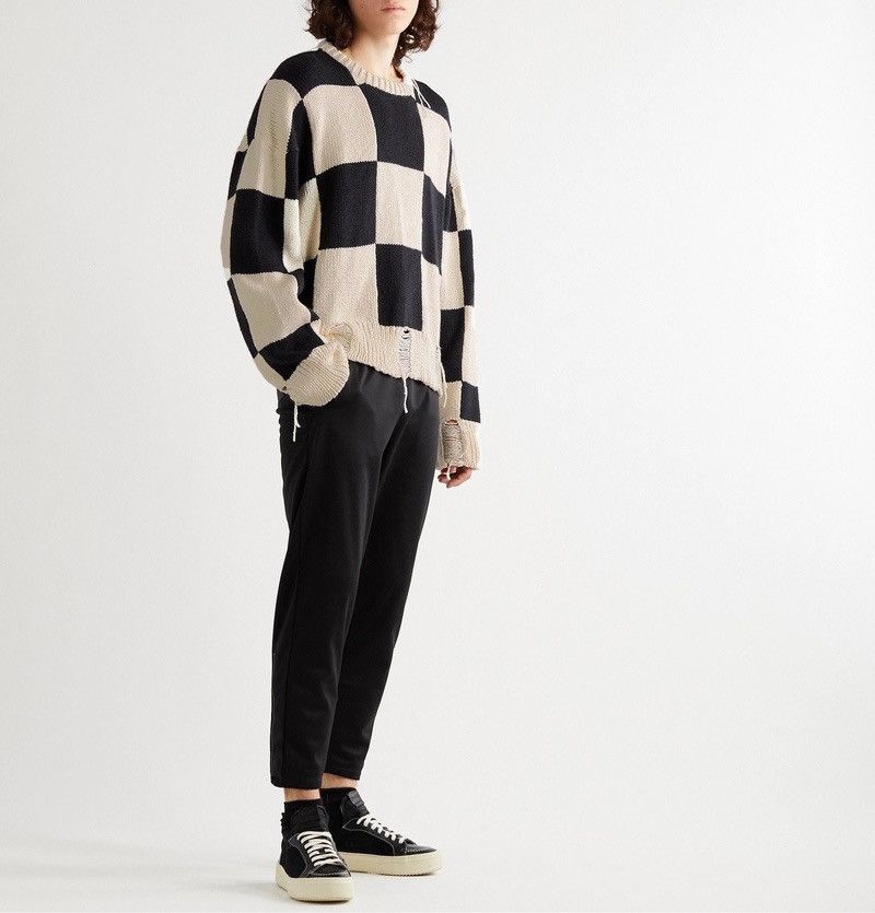 Rhude Rhude - Distressed Checked Cotton Sweater - Multi Size US L / EU 52-54 / 3 - 3 Thumbnail
