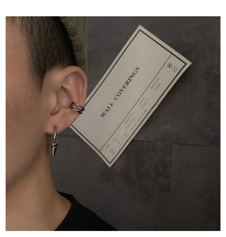 Jewelry × Sterling Silver One pairs Dark Earrings Gothic Punk Chrome Jewelry Spike Size ONE SIZE - 6 Thumbnail