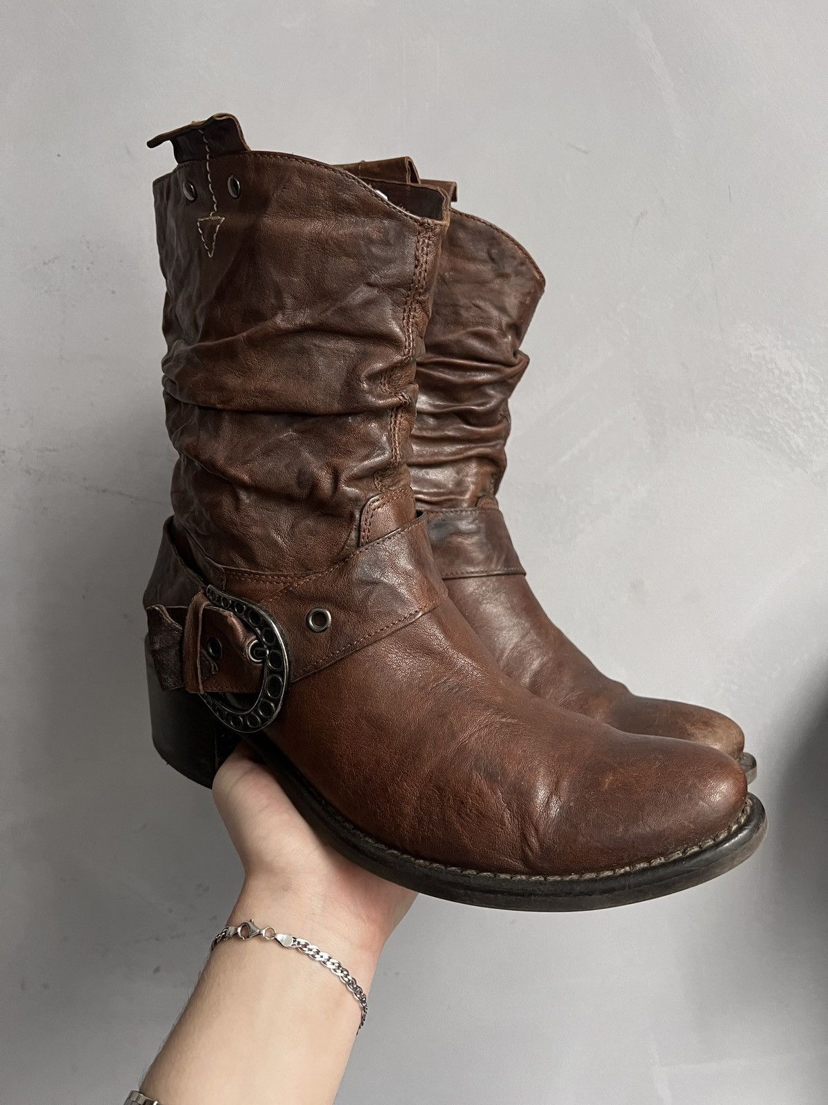 Western Rise Rare Avant garde guidi style leather moto boots 90s Size US 6 / EU 39 - 8 Thumbnail