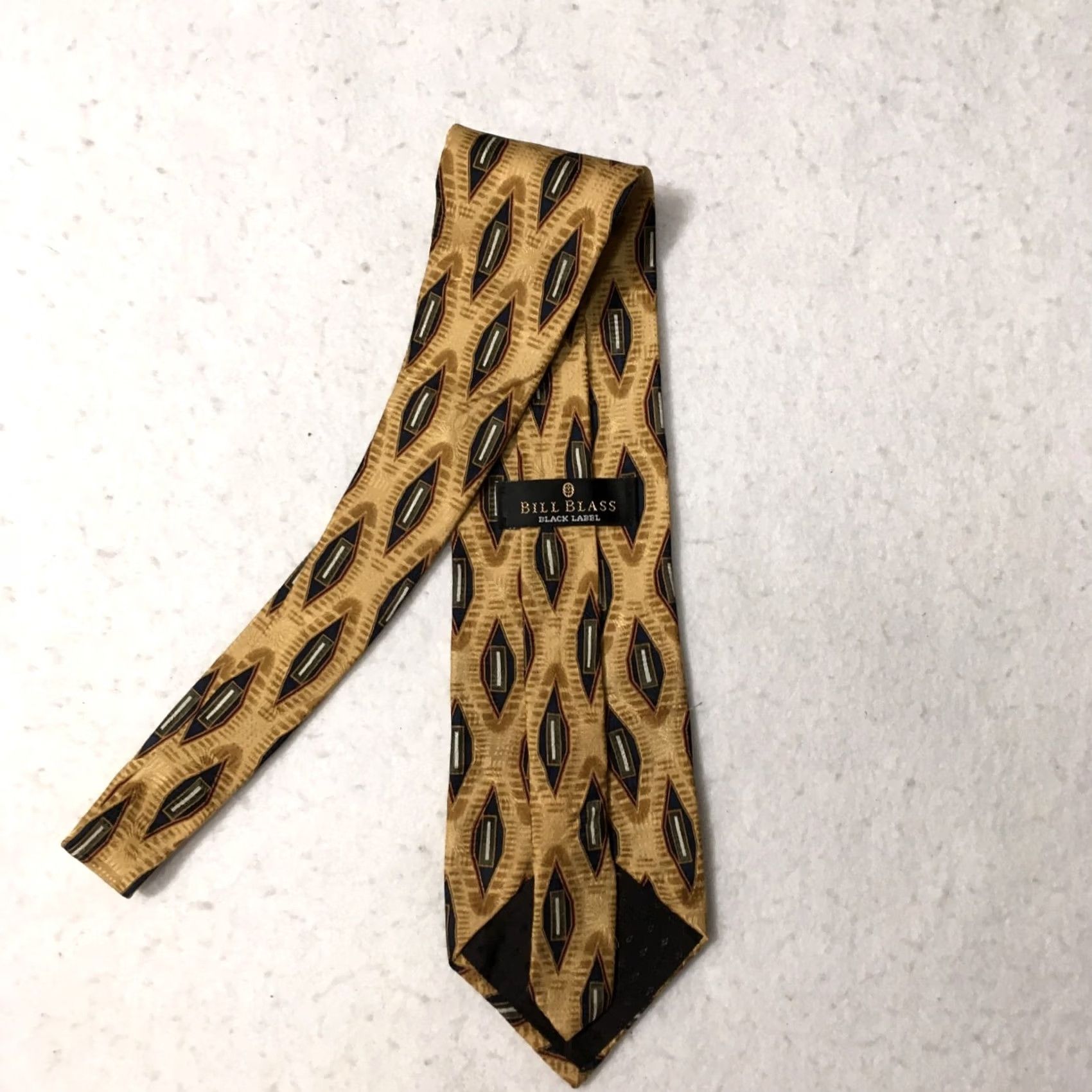 Bill Blass Bill Blass Tie Silk Geometric gold Pattern Men Size ONE SIZE - 3 Thumbnail