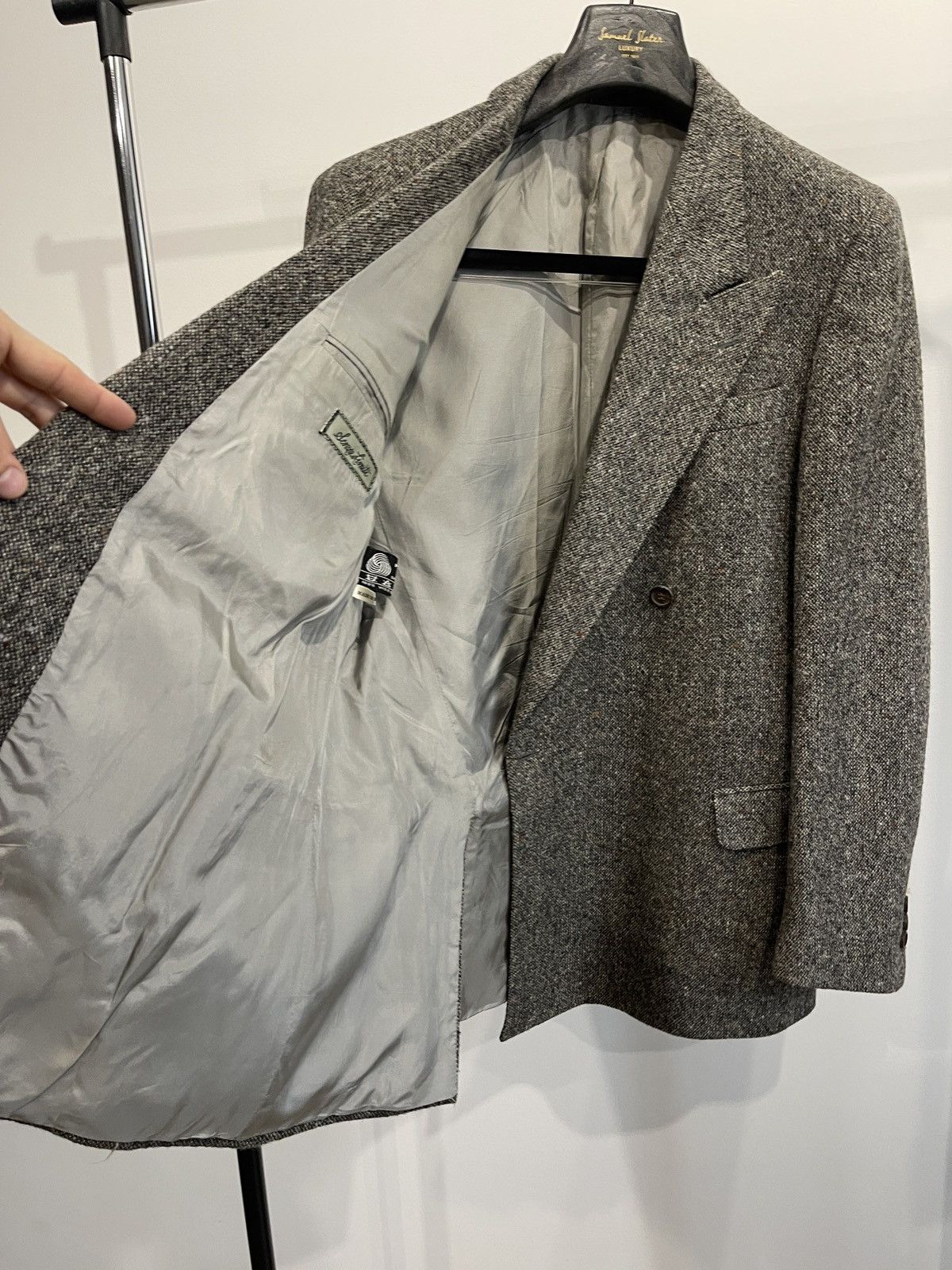 Vintage Senza Limiti Double Breasted Wool Tweed Blazer 42R Size 42R - 8 Thumbnail