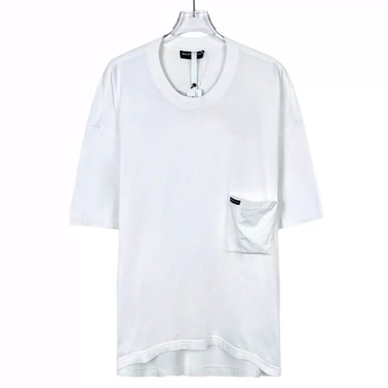 Balenciaga Logo monogrammed crewneck white cotton short sl