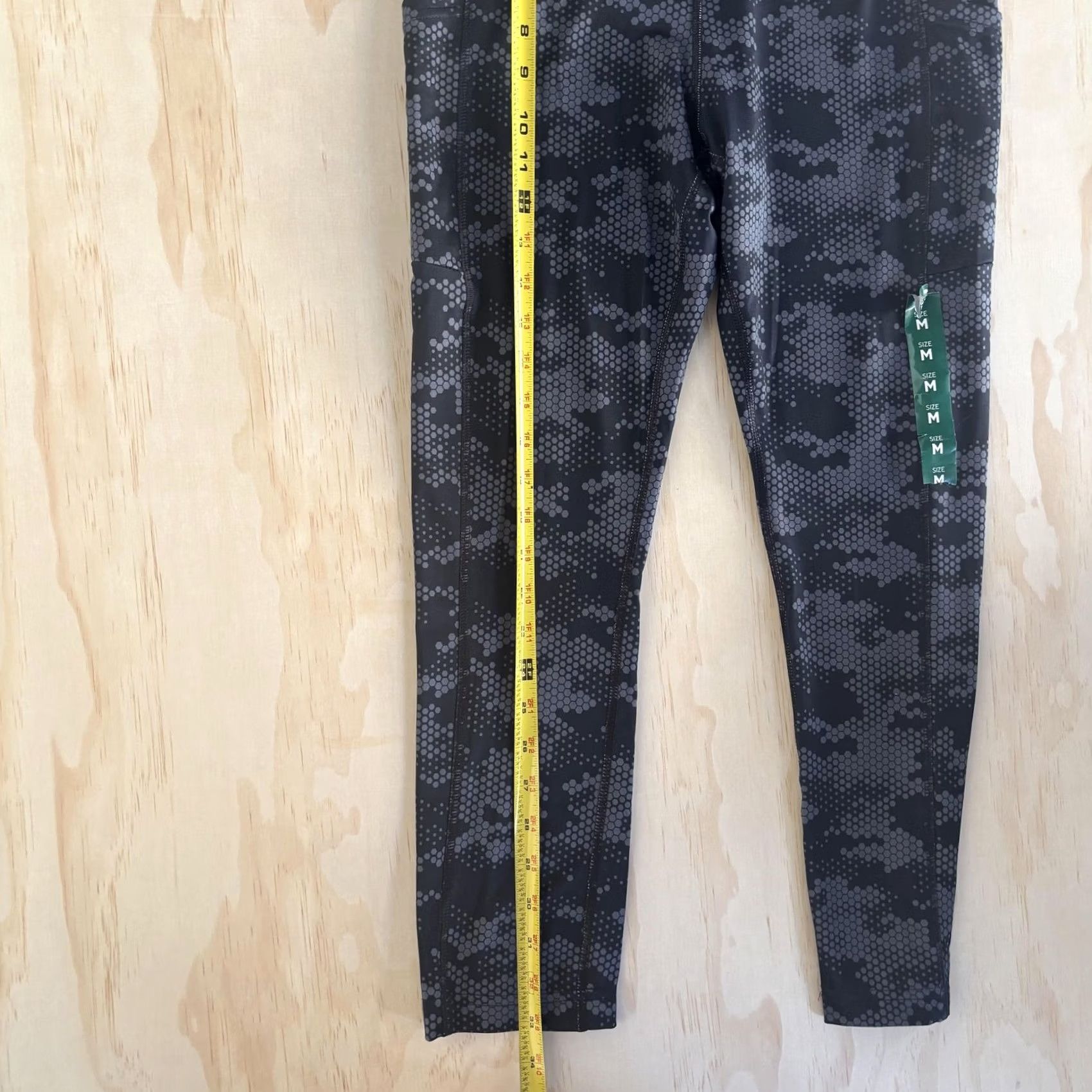 Vintage Crane Leggings Womens Medium Black Camouflage Ankle Stretch Gym Yoga Athletic Skinny Pockets Pull On Size 32" / US 10 / IT 46 - 3 Thumbnail