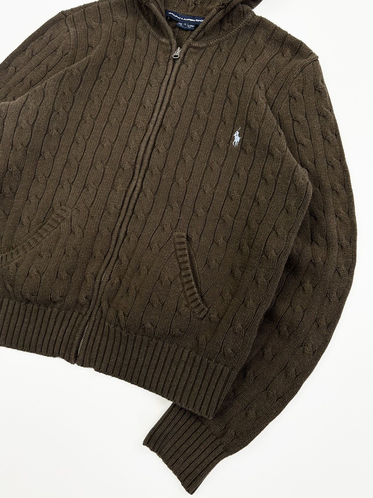 Ralph Lauren Sport Vintage Ralph Lauren Knitted Zip Hoodie Sweater Rare Bronw Size L / US 10 / IT 46 - 6 Thumbnail