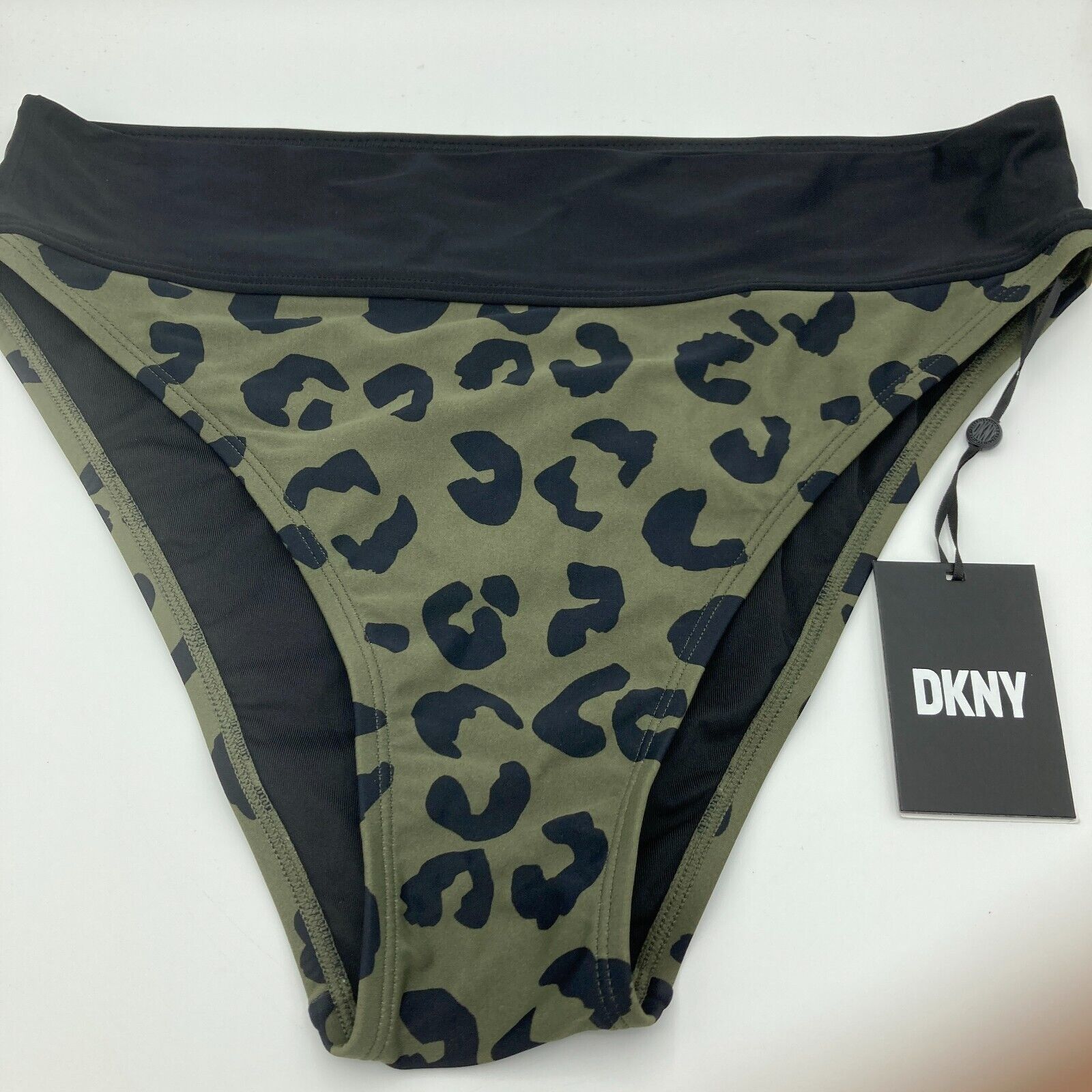 DKNY DKNY Animal Print High Waist Bikini Bottom Swimsuit XL Green Size ONE SIZE - 8 Thumbnail