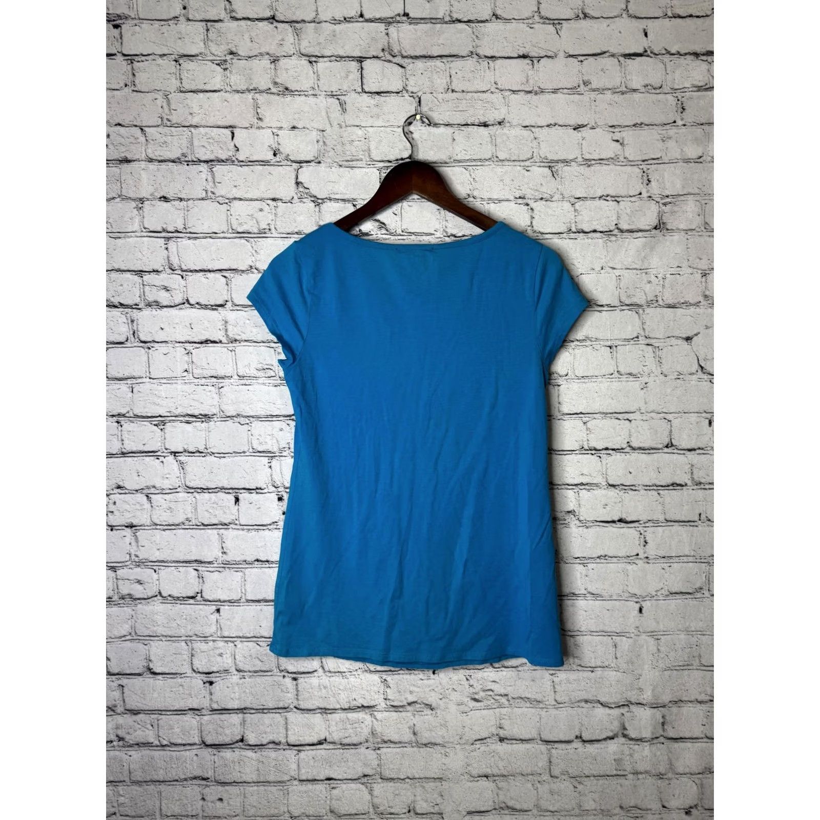 Vintage VINTAGE Grace Elements Top Shirt Womens Teal Lagoon Cowl Neck Ruffle Front Short Sleeve Medium Size M / US 6-8 / IT 42-44 - 3 Thumbnail