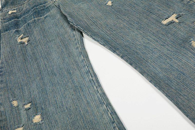 Vintage American distressed straight ripped curved jeans for men Size US 32 / EU 48 - 4 Thumbnail