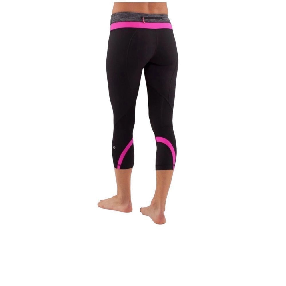 Lululemon Lululemon Black and Pink Leggings with Wide Waistband Size 26" / US 2 / IT 38 - 2 Thumbnail