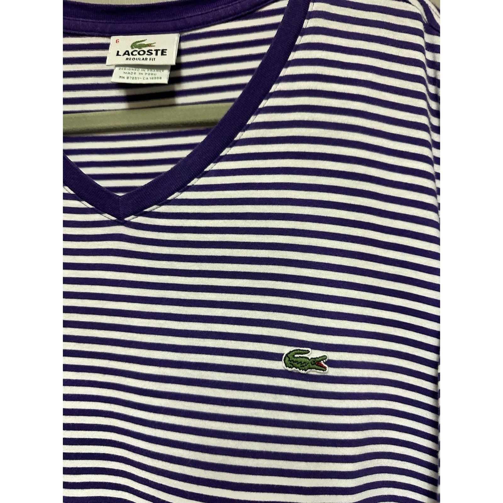 Lacoste Lacoste Short Sleeve V-Neck T Shirt Size 6 L Size US XL / EU 56 / 4 - 3 Thumbnail