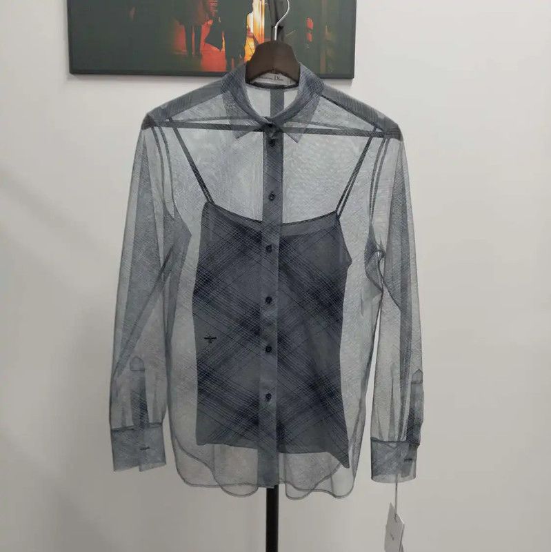 Dior Dior Women's Sheer Long Sleeve Shirt 0089 Size XS / US 0-2 / IT 36-38 - 1 Thumbnail