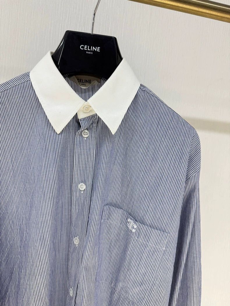 Celine Celine Striped Logo Relaxed Shirt Size XL / US 12-14 / IT 48-50 - 3 Thumbnail