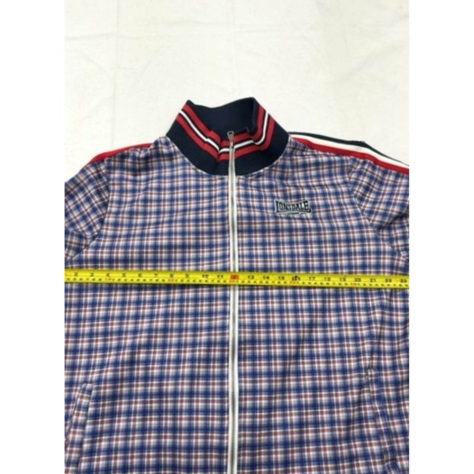 Lonsdale Lonsdale Navy Plaid Cotton Activewear Jacket XL Stand-up Collar Men Jacket XL Navy Plaid Cotton Activewear Size US XL / EU 56 / 4 - 7 Thumbnail