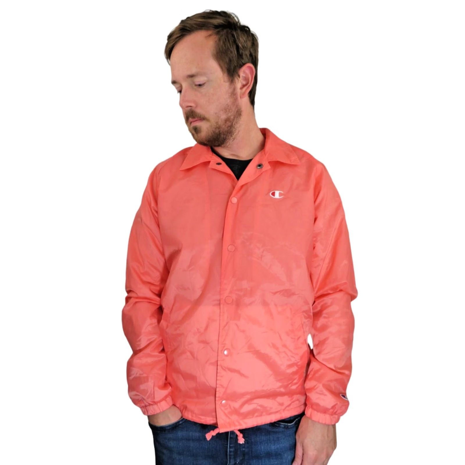 Champion VINTAGE Champion Coach Jacket Unisex Medium Pink Satin 90s Y2K Windbreaker Jacket Size M / US 6-8 / IT 42-44 - 2 Thumbnail