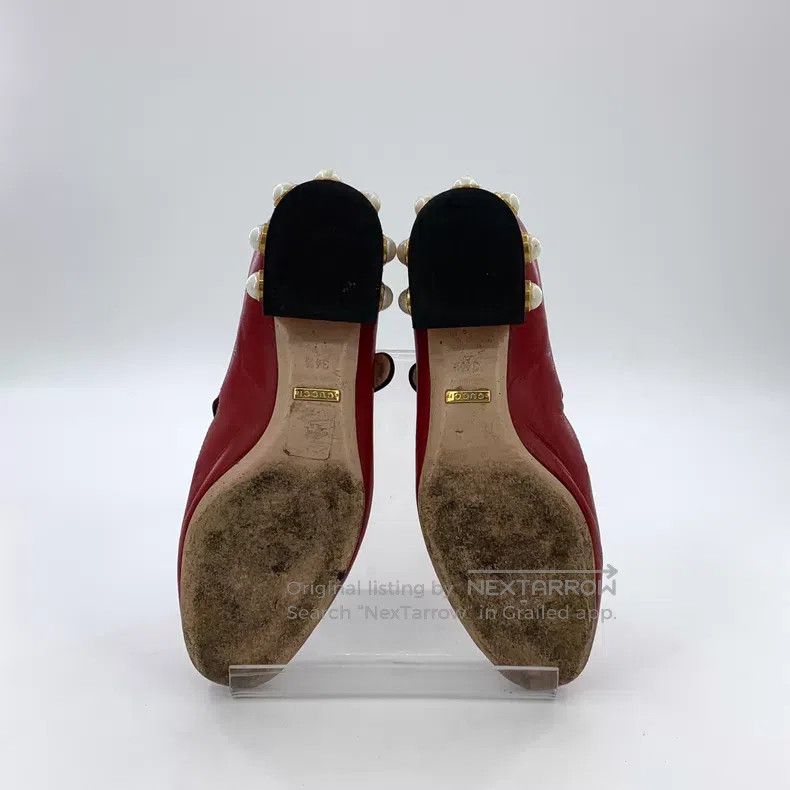 Gucci Gucci Red pearl decoration buckle casual single shoes Size US 4 / IT 34 - 5 Thumbnail