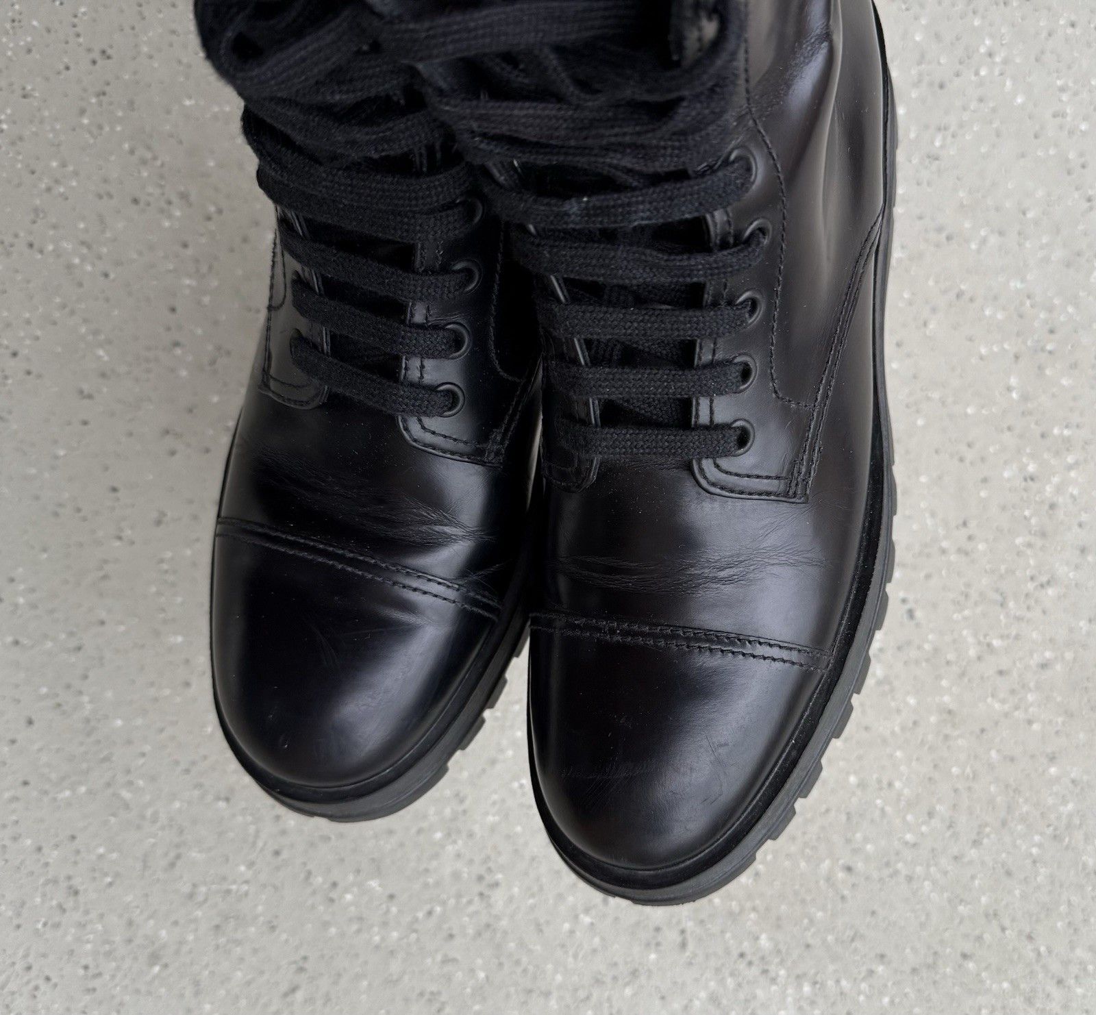 Prada DDP Prada Spazzolato Womens Combat Ankle Boots Black Size 36 Size US 6 / IT 36 - 15 Thumbnail