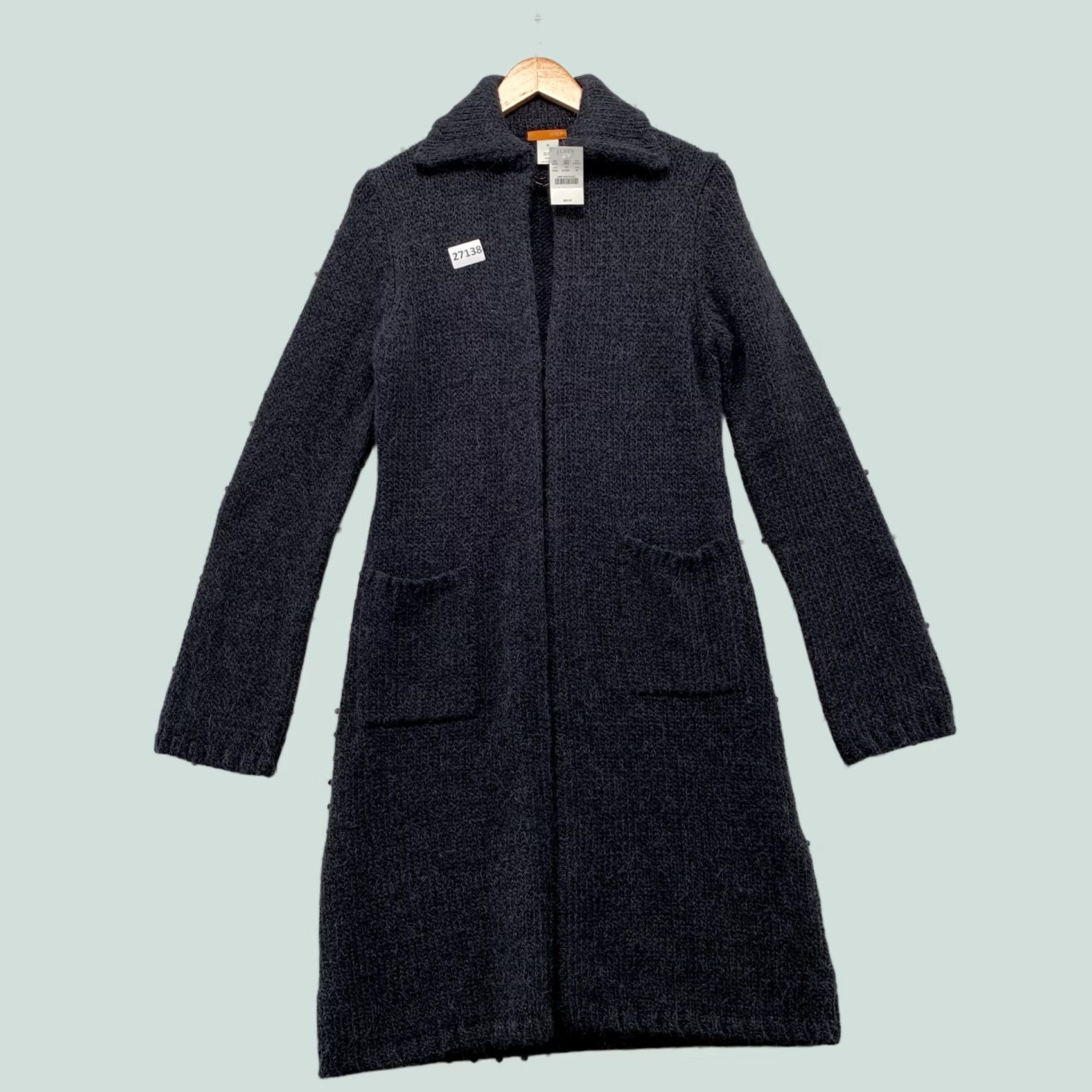 J.Crew VINTAGE J.CREW Coat Womens M Alpaca Knit Gray Hook & Eye NWT 17x40 00 Size M / US 6-8 / IT 42-44 - 1 Thumbnail