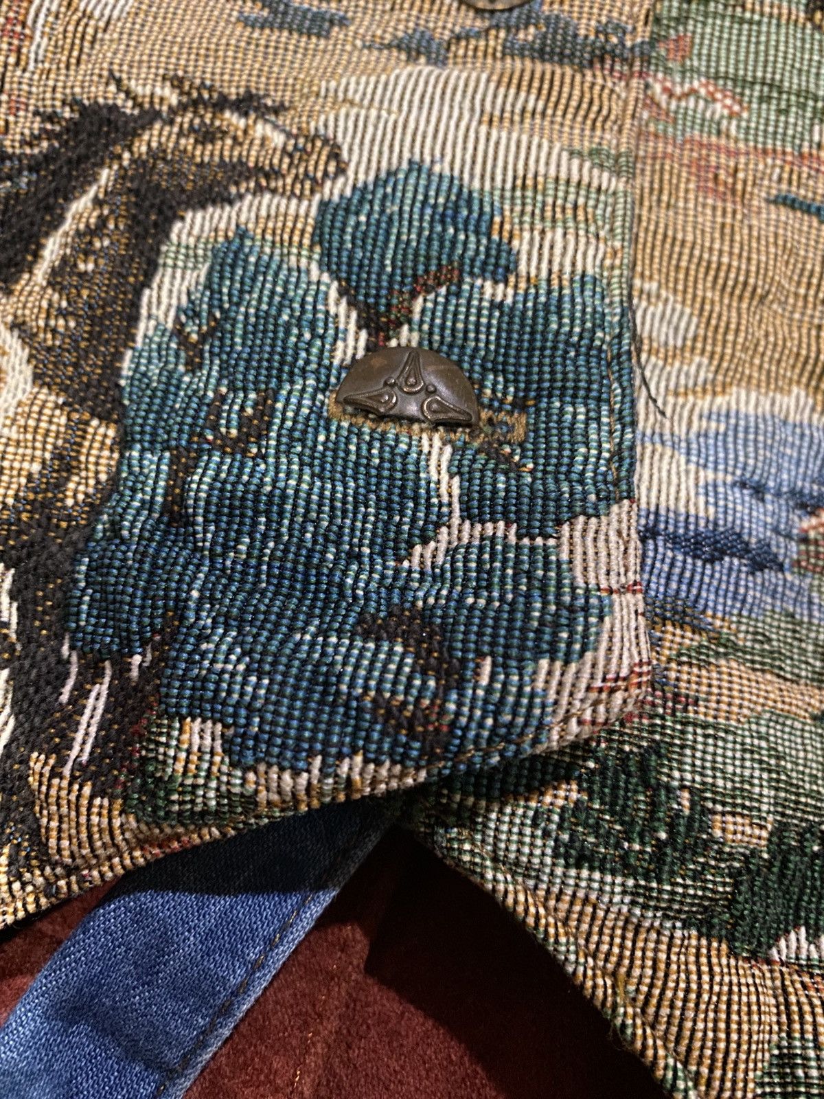 Guess Vintage 90s Guess Jeans Horse Tapestry Western Vest USA Made Size M / US 6-8 / IT 42-44 - 14 Thumbnail
