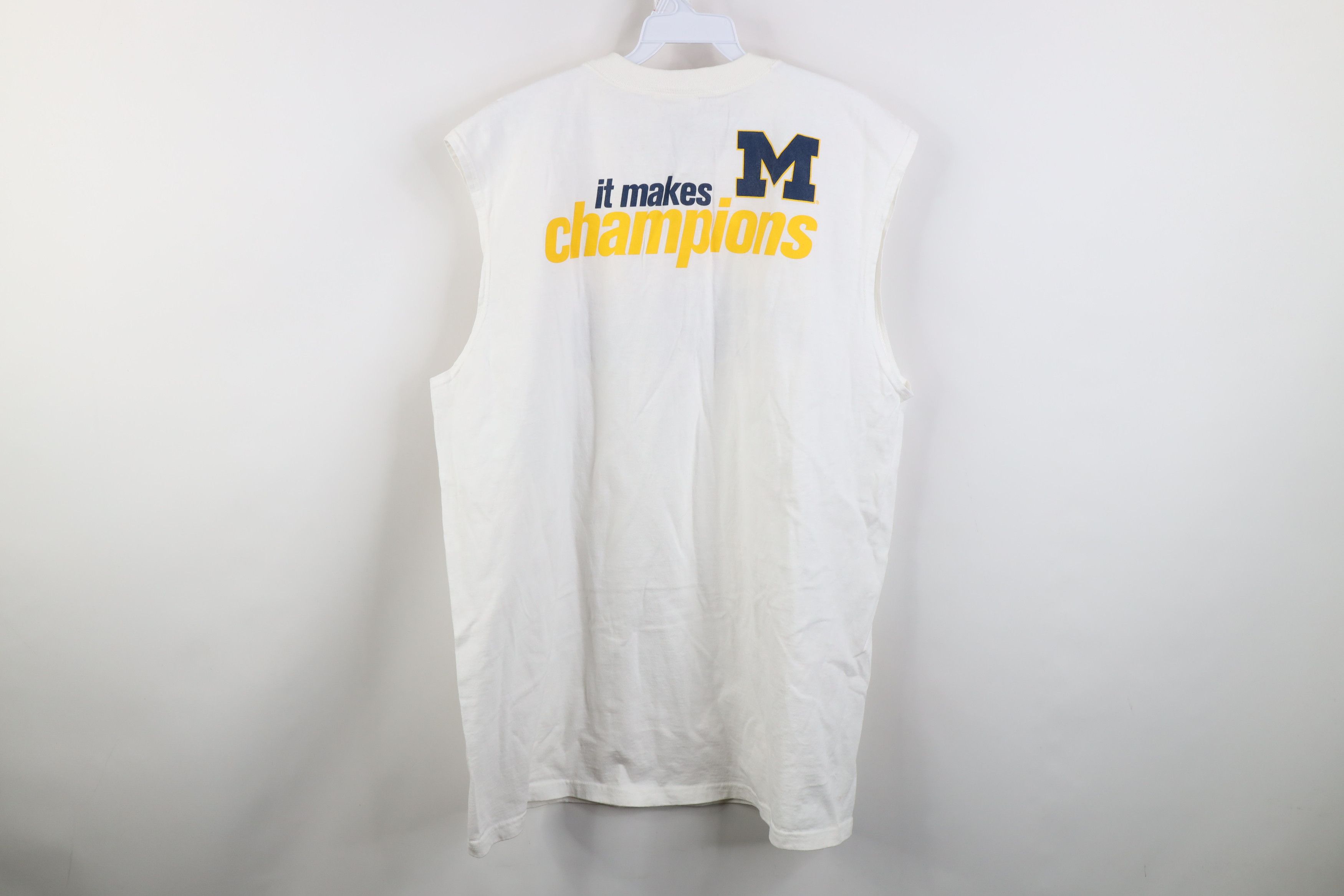 Nike Vintage Nike Swoosh University of Michigan Muscle T-Shirt Size US XL / EU 56 / 4 - 14 Thumbnail