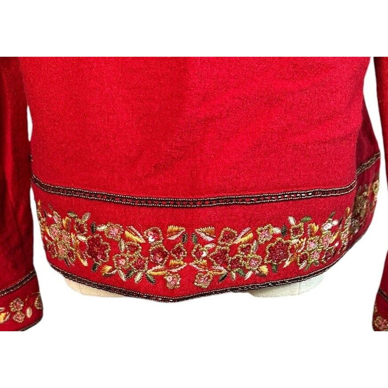 Other Vintage Talbots Red Boiled Wool Sweater Jacket Beaded Sz PL Size L / US 10 / IT 46 - 7 Thumbnail