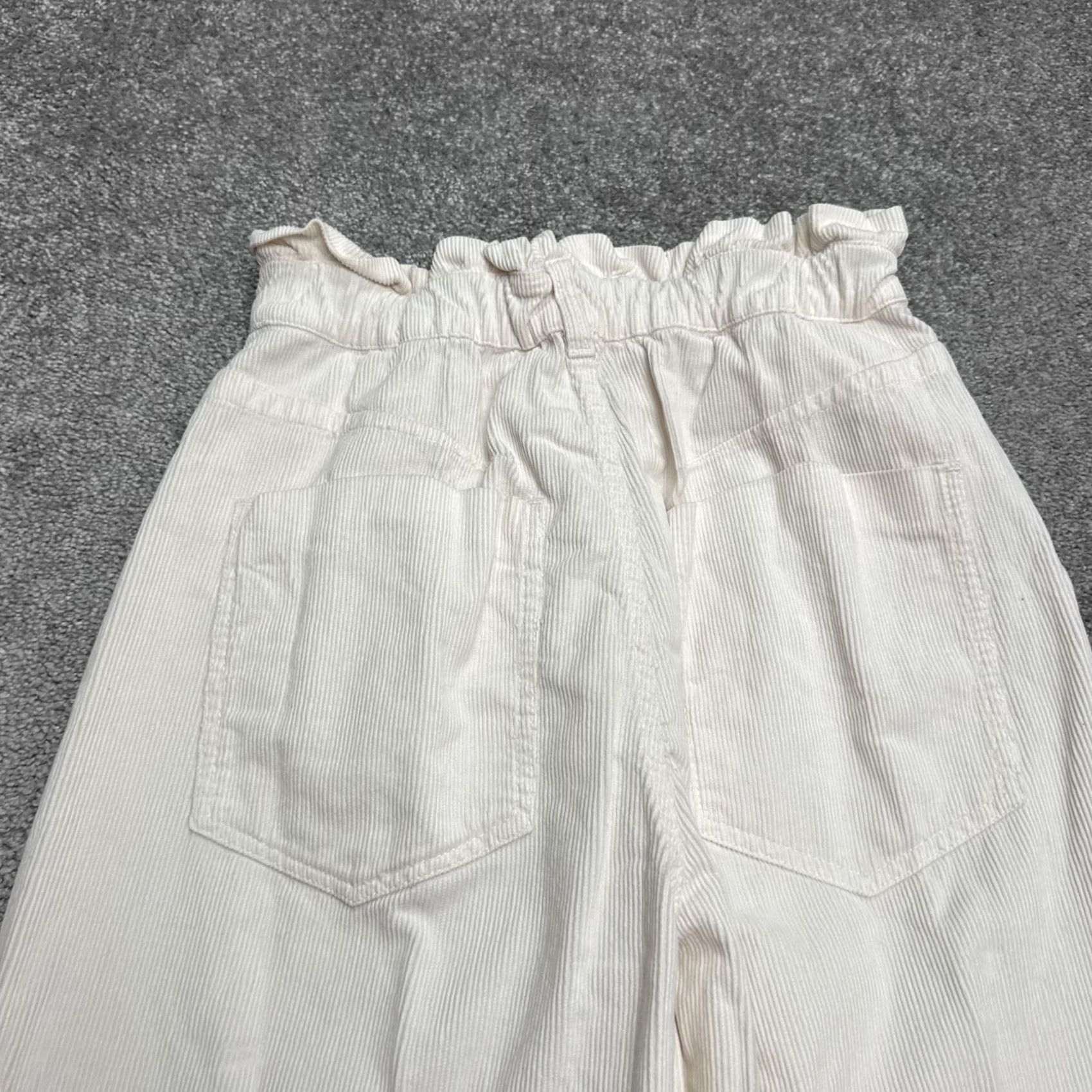Zara Zara Paperbag Corduroy Barrel Pants Womens 4 Cream High Rise Elastic Waist 25x25 Size 27" / US 4 / IT 40 - 5 Thumbnail