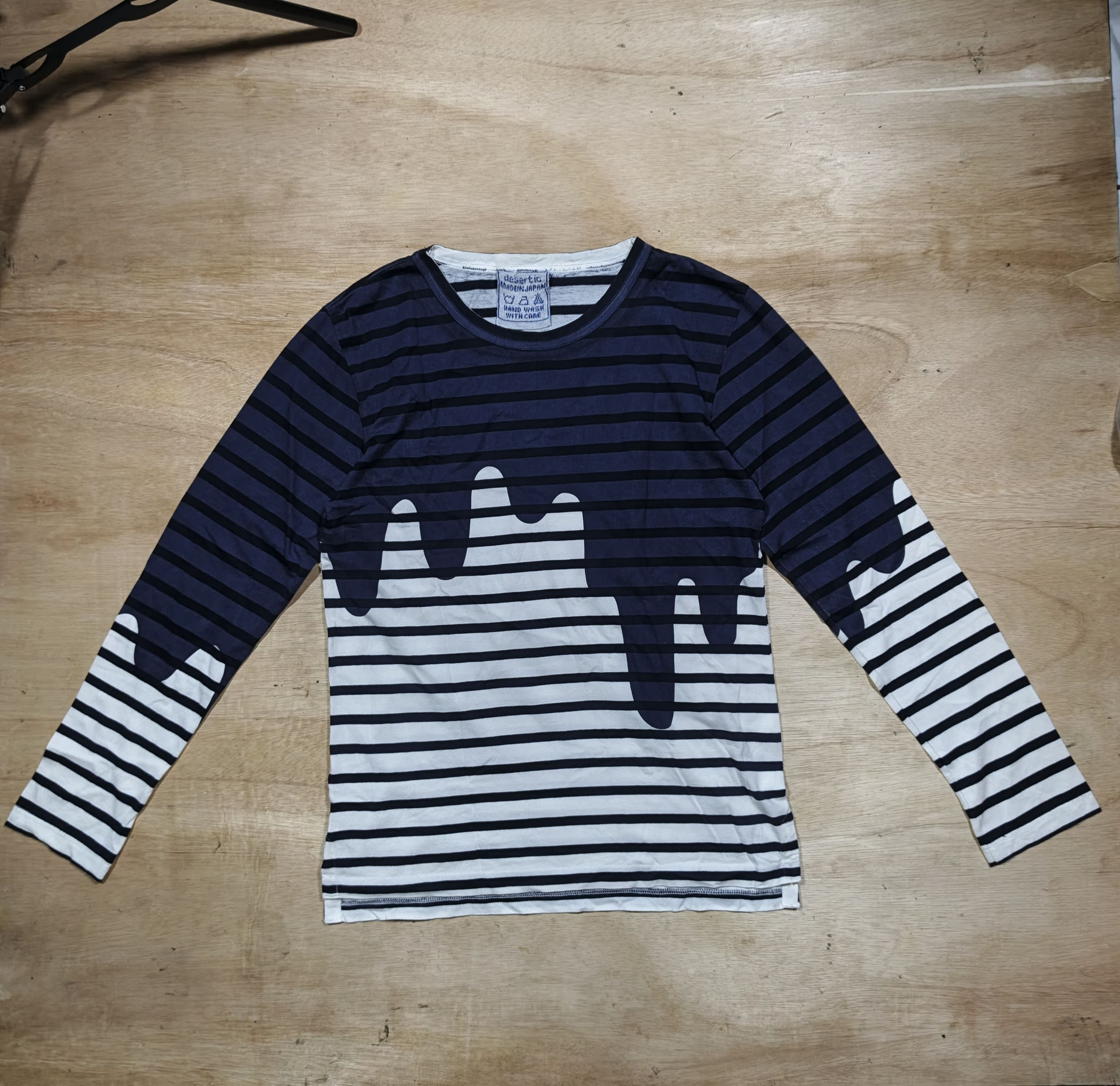 Japanese Brand DESERTIC Liquid Print Border Longsleeve T-Shirt Size M / US 6-8 / IT 42-44 - 1 Thumbnail