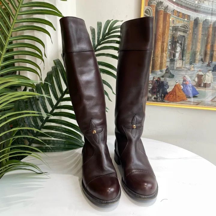 Louis Vuitton Louis Vuitton Leather Mid-Calf Boots in Dark Brown 0079 Size US 6 / IT 36 - 1 Thumbnail