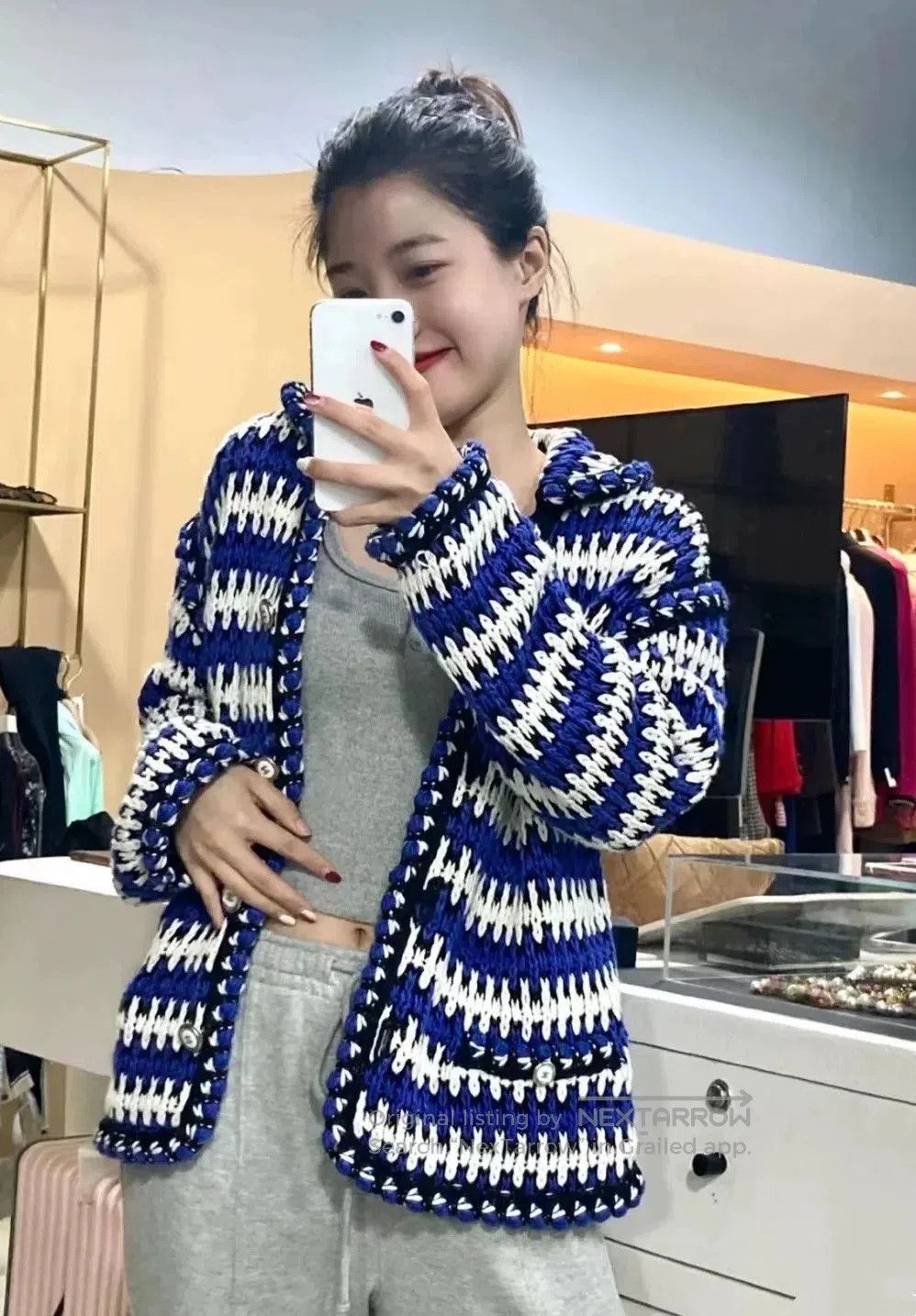 Chanel Chanel 21C Blue White Stripe Cardigan. Size US M / EU 48-50 / 2 - 1 Thumbnail