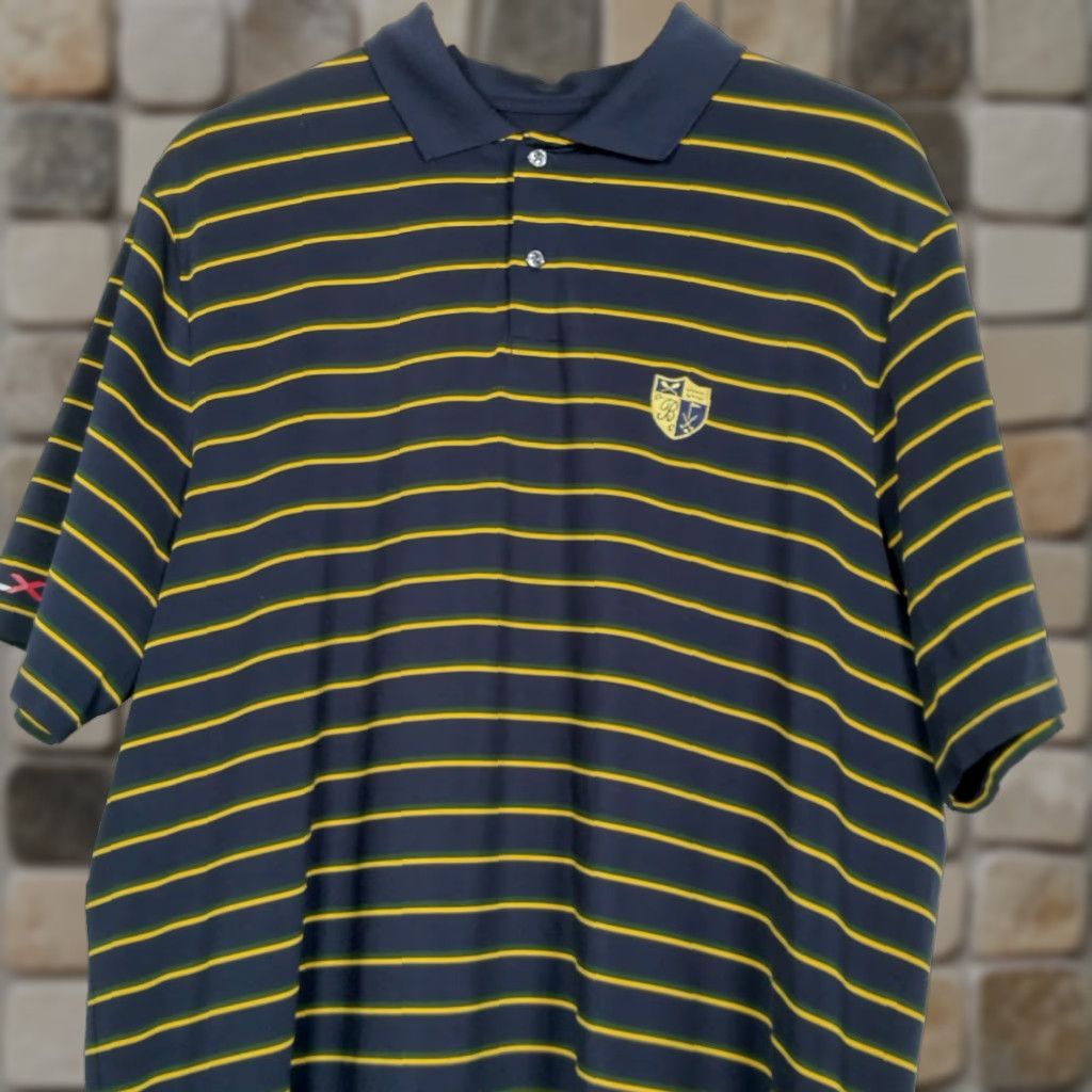 RLX Ralph Lauren VINTAGE RLX Ralph Lauren Polo Shirt Men XL Golf Course Logo Striped Blue Green Yellow Size US XL / EU 56 / 4 - 1 Thumbnail