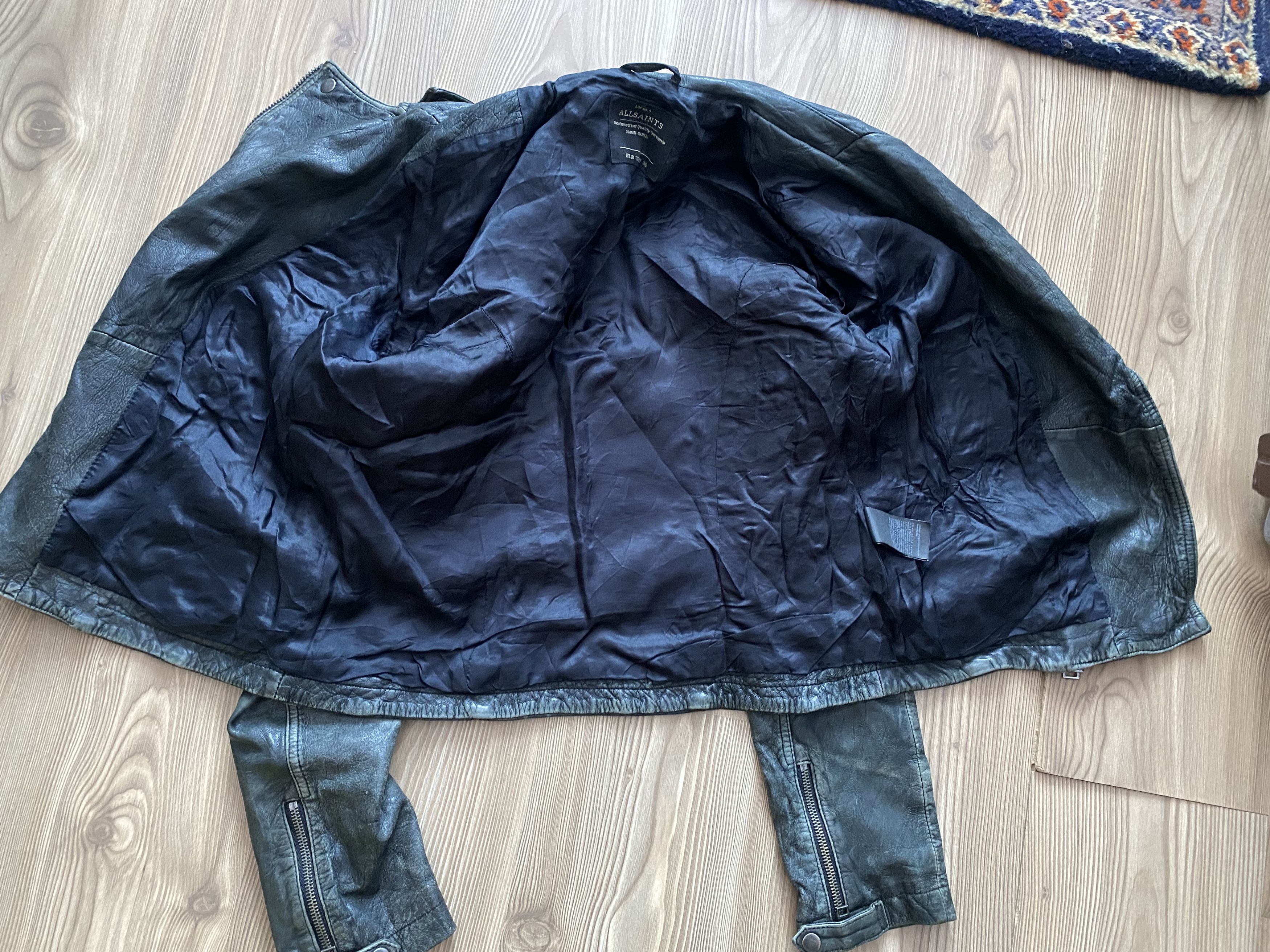 Allsaints AllSaints Cargo Leather Biker Jacket - Distressed Black/Grey Size M / US 6-8 / IT 42-44 - 17 Thumbnail