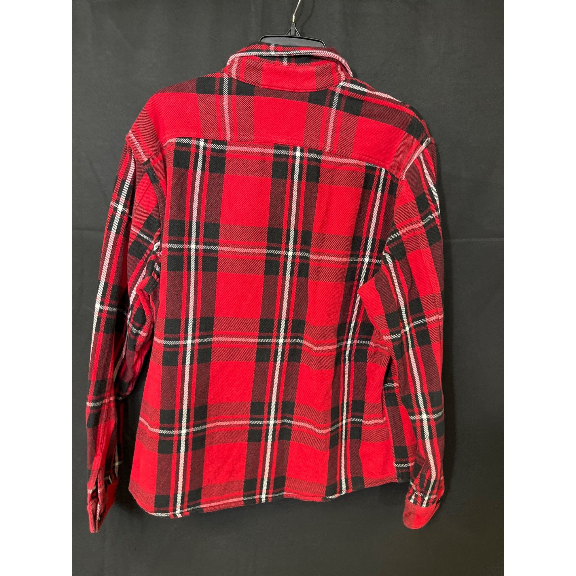 Express Express SKU 7653 Mens Red and Black Plaid Flannel Button Up Size US XL / EU 56 / 4 - 2 Thumbnail